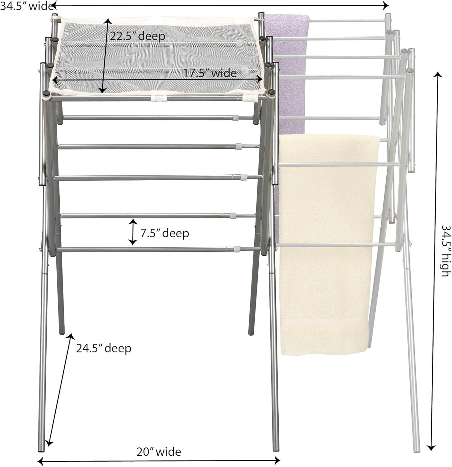 Household Essentials 5175 Collapsible Expandable Metal Clothes Drying Rack, Antique Bronze, STORAGE