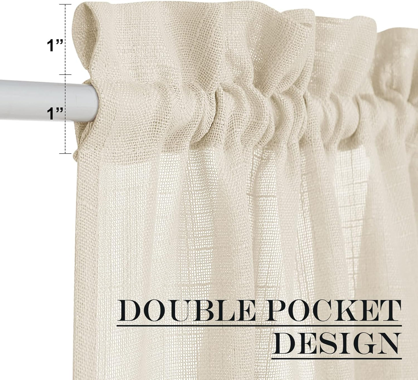 NICETOWN Sidelight Door Curtains 72 Inches Long for Windows Linen Sheer Privacy Protect Light Filtering French Door Side Curtain Panels with Tie Back, 12 Inch Width, 1 Panel, Beige