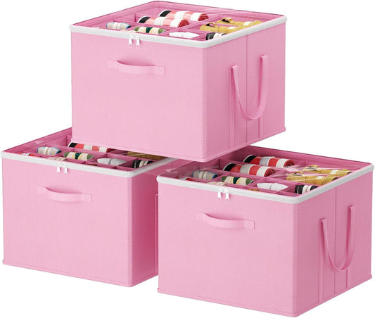 Lifewit Shoe Storage Organizer for Closet Fits 12-16 Pairs, Fabric Large Shoe Box Storage Containers with Clear Cover, Foldable Bins Fit for Boots Heels Sneakers 17"(L) x 17"(W) x 12.5"(H) 3 Pack Pink