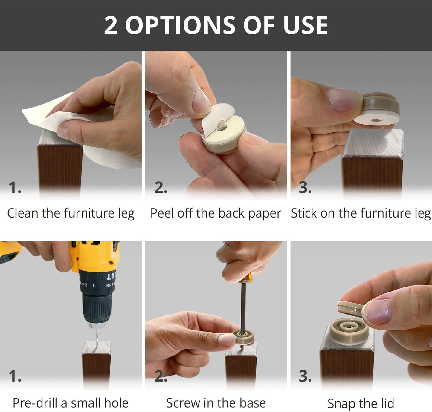 Chair Glides X-PROTECTOR – 16 PCS 1" Furniture Glides – Screw-On Chair Sliders – Premium Chair Leg Floor Protectors – Slide Furniture Effortlessly on All Floor Types with Small Furniture Sliders!