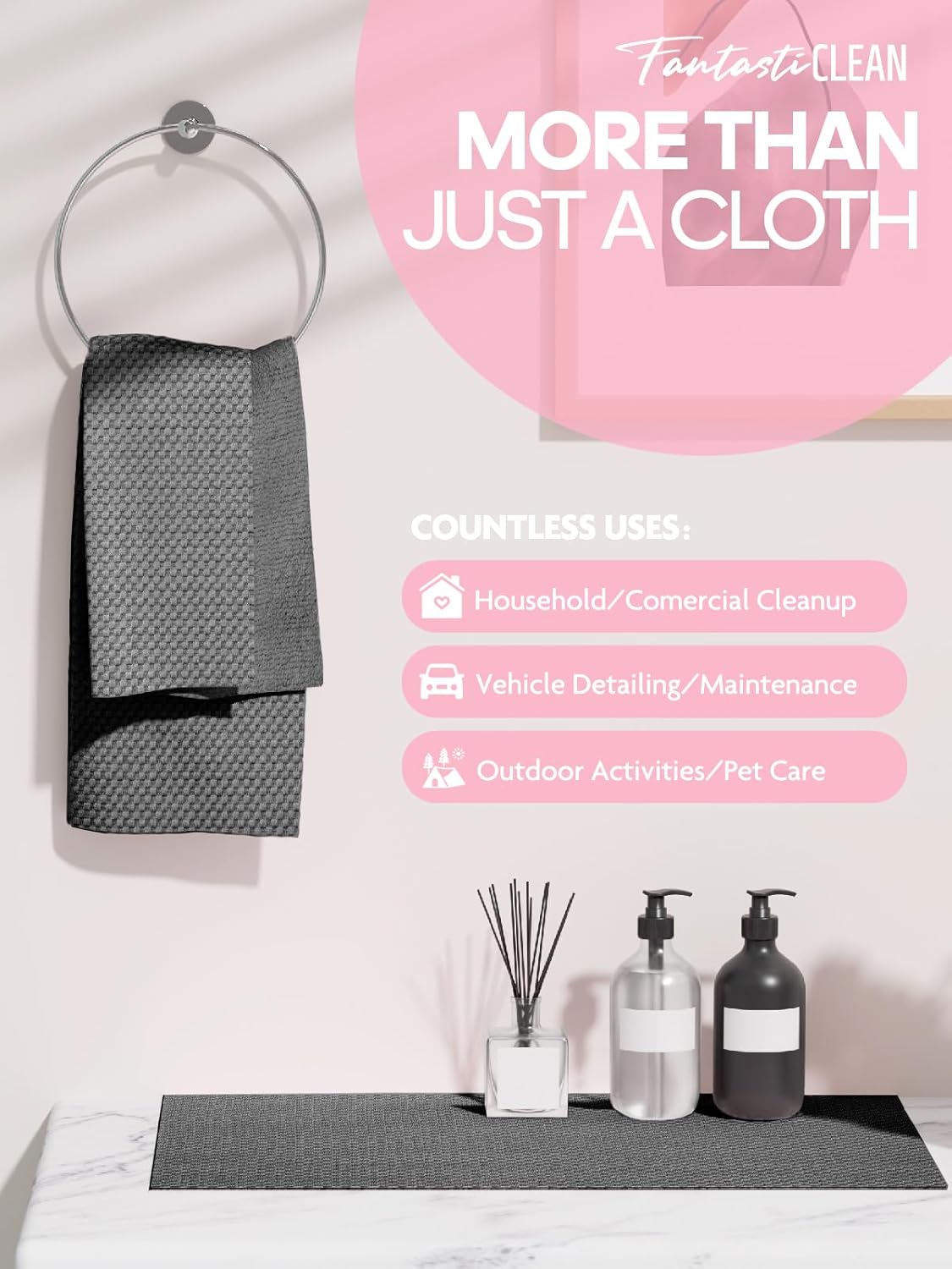 Fantasticlean Large Tear-Away Microfiber Cleaning Cloth Roll - 18'' by 12'', 24 Sheets, Thick Dish Cloths, Super Absorbent Reusable Kitchen Towels (DimGrey)