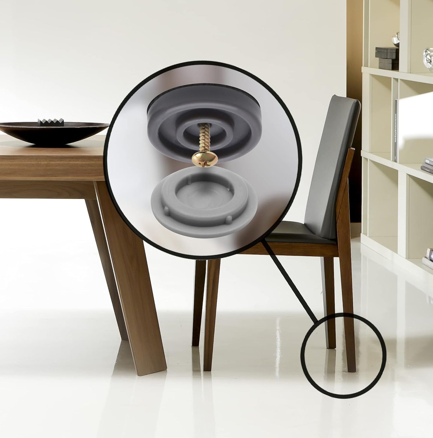 GorillaGlides 1 Inch Chair Sliders/Furniture Floor Protectors (16 Furniture Glides) Self-Adhesive Screw On Chair Glides for Sliding on Low-Pile Carpet & Hard Surface Floors, Round