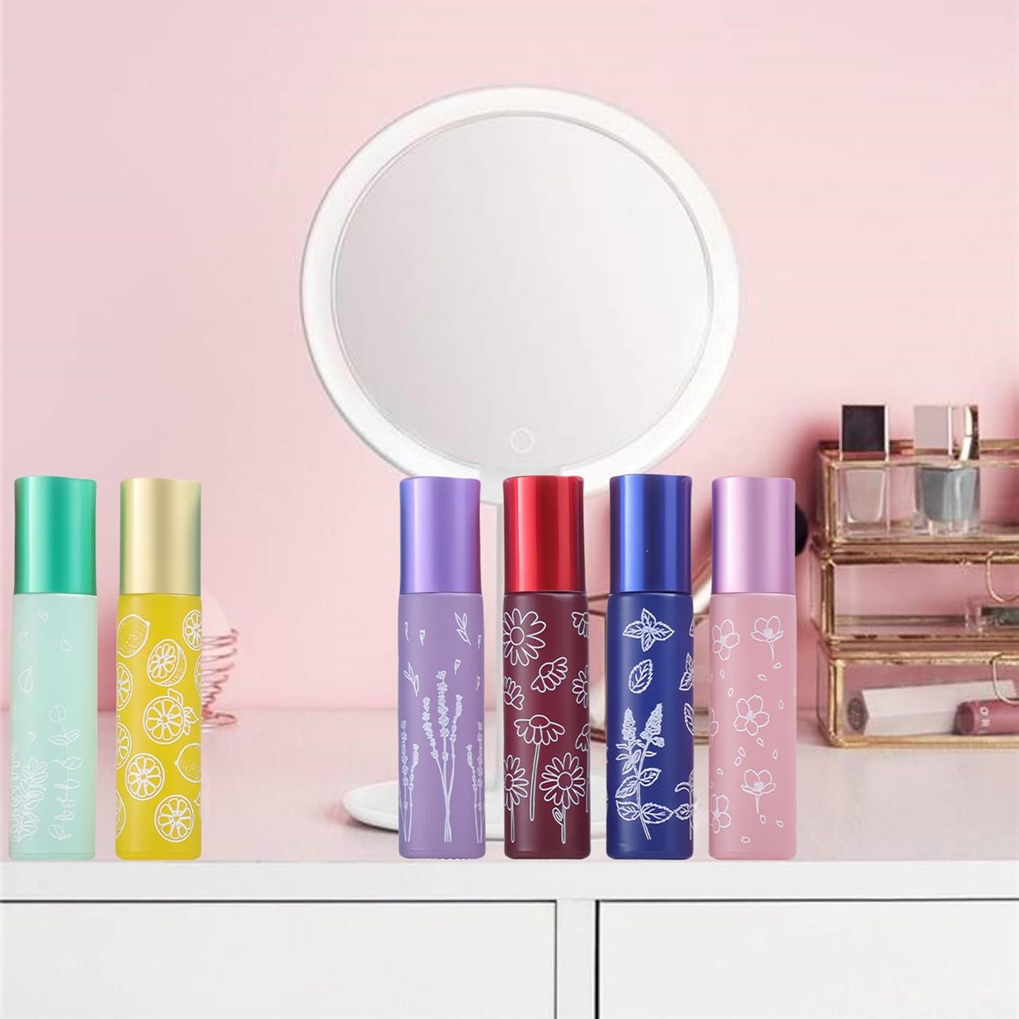 10 Pcs Yellow Glass Essential Oil Roller Bottles,10ml Empty Refillable Roll on Bottles,Glass Travel Roller Bottles with Stainless Steel Roller Balls for Essential Oil,Perfume,Aromatherapy,Lip Balms