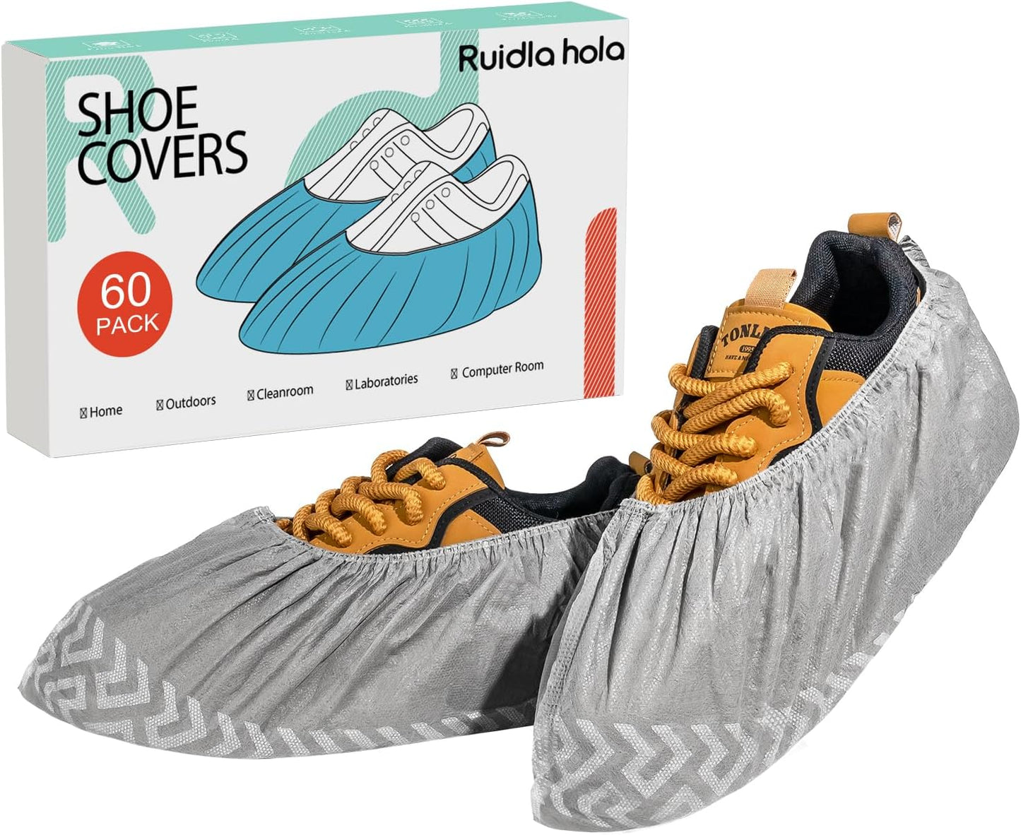 Shoe Covers Disposable 60 Pack, Non-Woven Booties for Shoes Covers,Durable Non Slip Shoe Protectors for Indoors, Breathable & Stretchable Fit for Most Sizes –Protector for Home, Real Estate, Work