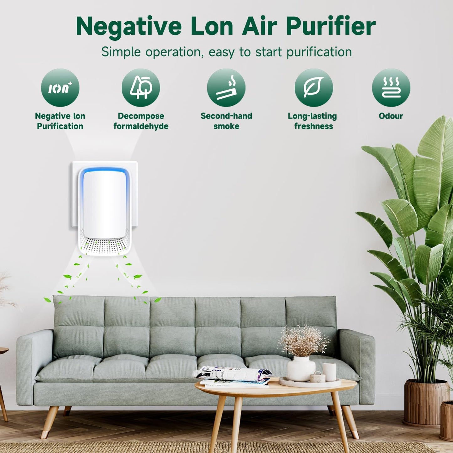 Air Ionizers for Home (3 Pack), Negative Ion Generator, Quiet Air Freshener for Bedroom, Office, Kitchen, Portable Air Filter Odor, Smoke Dust, Pets, Eliminator, Mini Air Cleaner