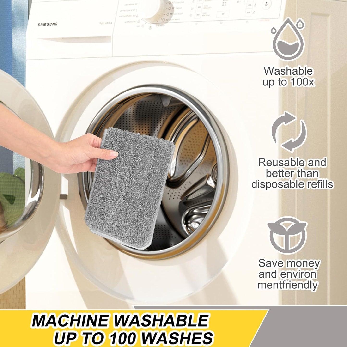 16.5 Inch Reusable Mop Pads Microfiber Spray Mop Replacement Heads for Wet/Dry Mops Compatible with Bona Floor Care System (6 Pack)