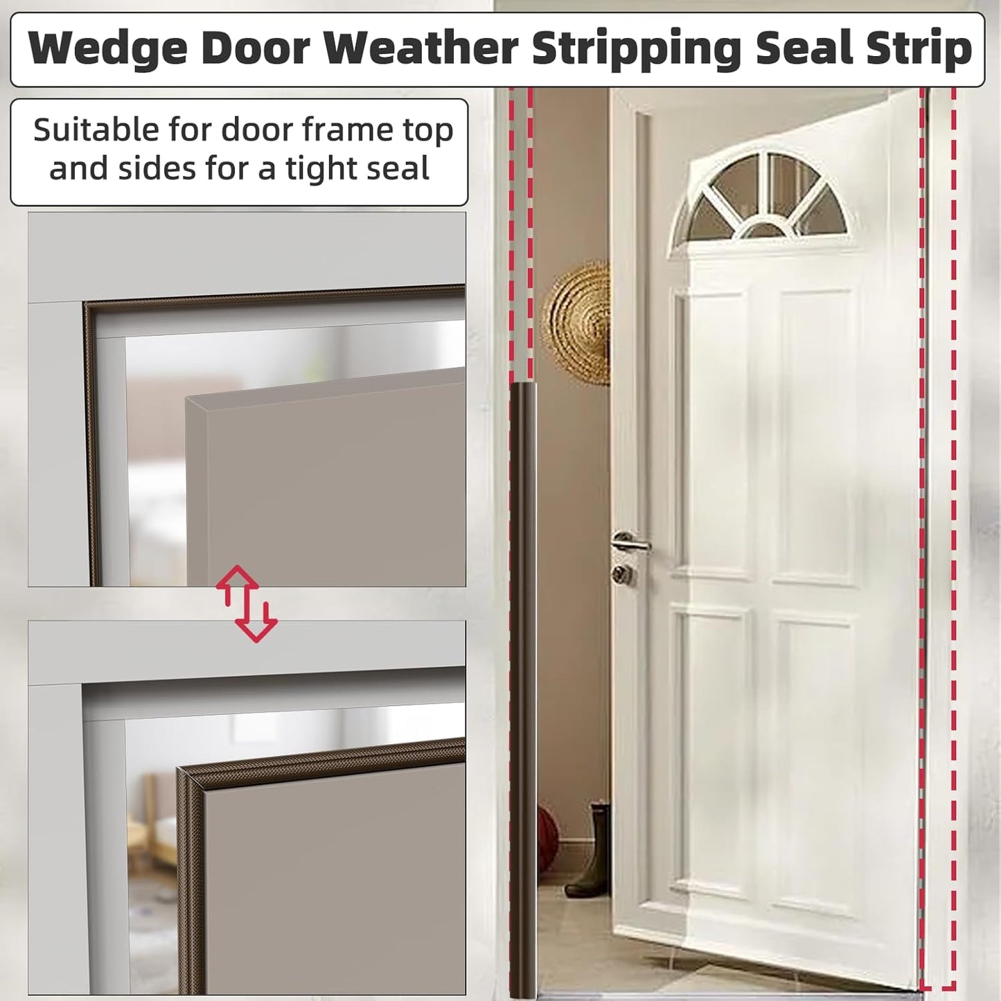 9.8 Ft Weather Stripping Seal Strip for Doors/Windows,Soundproofing Window Insulation Draft Stopper for Winter, Selfadhesive Foam Weather Strip for Door Frame,Door Gap Filler Noise Blocker(Brown)