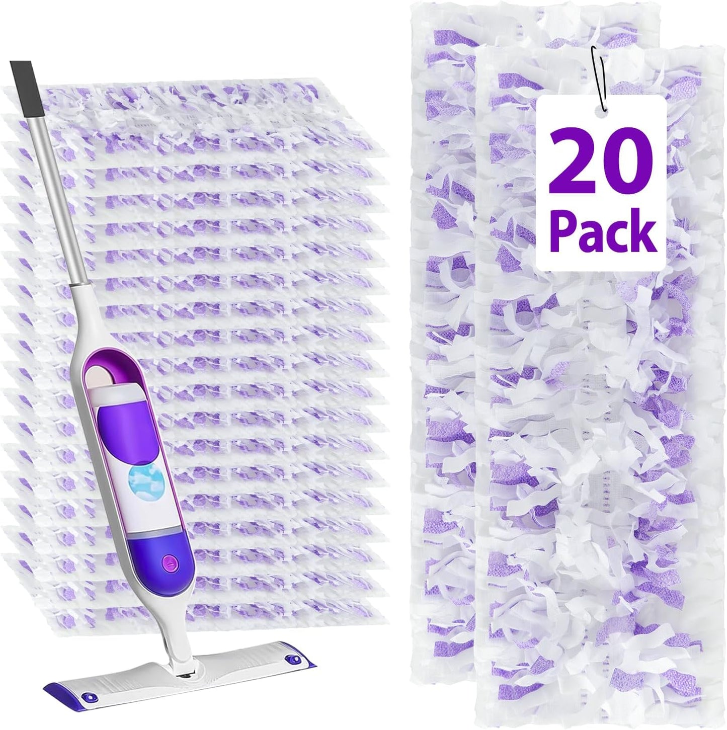 20 Count ‌Disposable Heavy-Duty Power Mop Pads Refills for Swiffer Power Mop ,Replacement Floor Cleaning Refills, Non-Washable & Unscented, Compatible with Swiffer PowerMop (Quick-Absorb, No Residue)