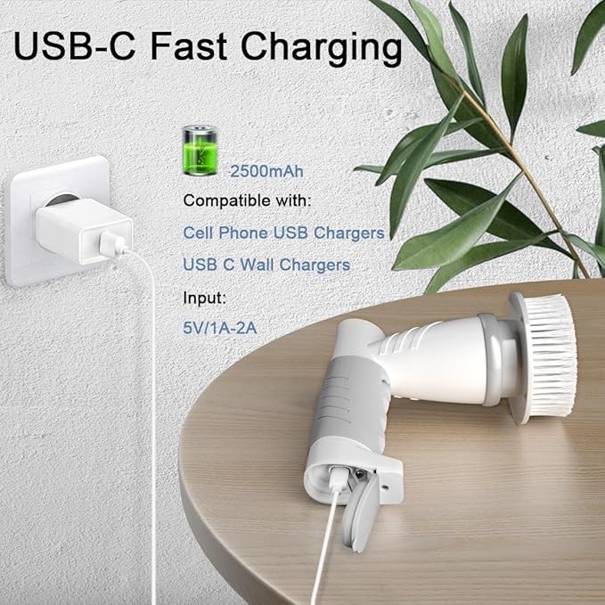 Electric Spin Scrubber, Bathroom Shower Electric Scrubber for Cleaning Tub/Tile/Floor/Sink/Window, Power Cleaning Brush Rechargeable Cordless with 4 Replaceable Cleaner Brush Heads