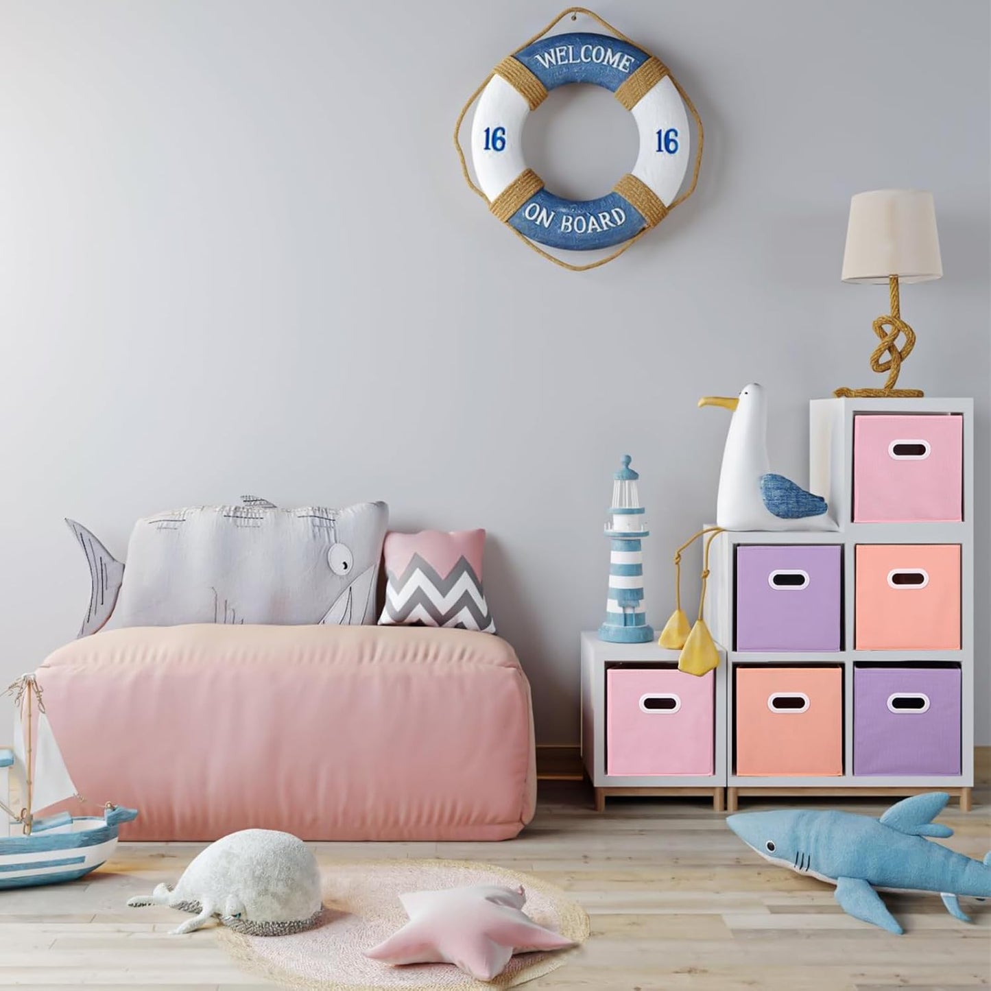 Stero Fabric Storage Cubes Bins, 11 inch Fun Colored Foldable Storage Baskets with Dual Plastic Handle for Home, Kids Room, Closet and Toys Organization, Multi Colored, Set of 6