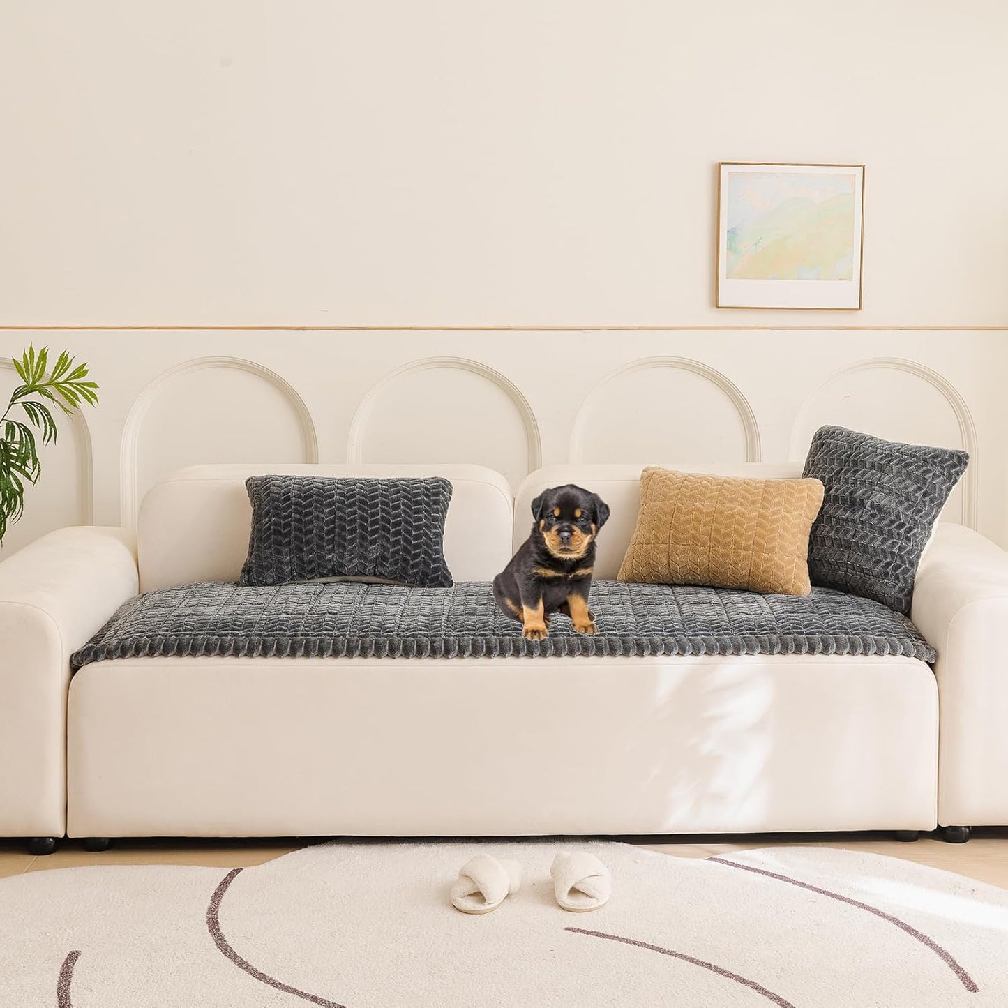 Mivnue Pet Couch Cover Protector Sofa Covers for Pets Washable Non Slip Couches and Sofas Dog Mat (Dark Grey, 27.6" x 59.1")