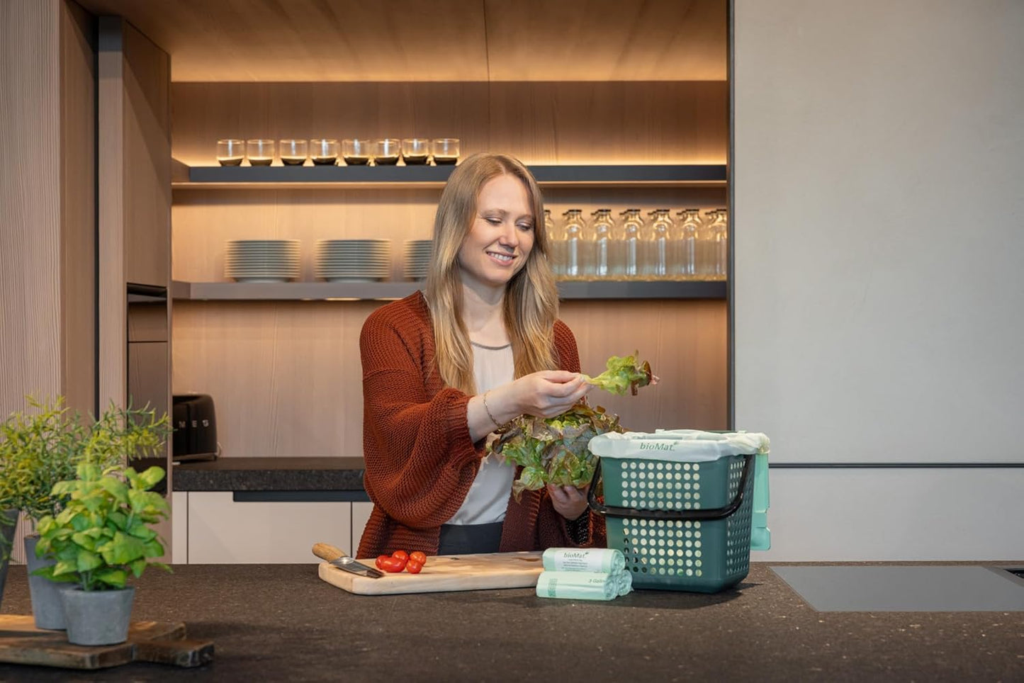 bioMat 2.6 Gallon Compostable Trash Bags, 125 Count, Compost Bags for Countertop Bins, BPI ASTM D6400 and CMA Certified Small Trash Bags