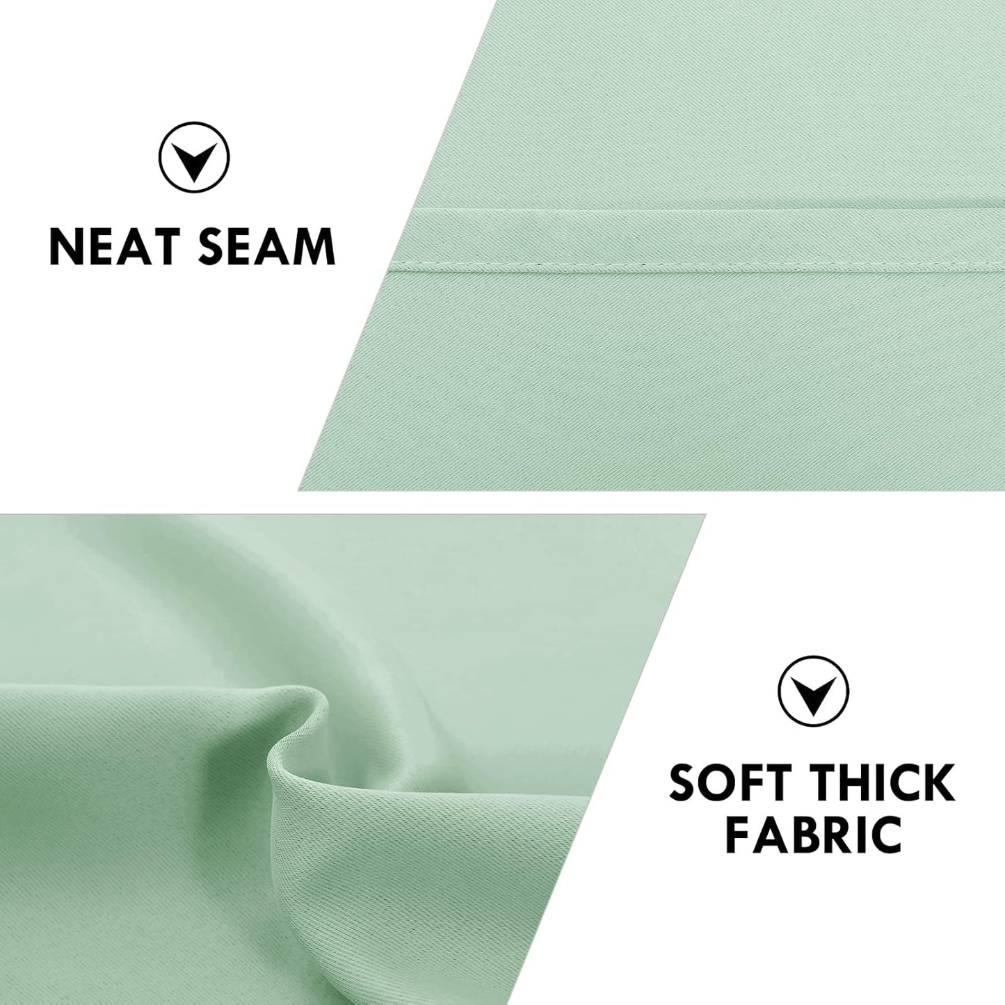 DWCN Blackout Curtains Room Darkening Thermal Insulated Bedroom Curtains Window Curtain Panels, 52 x 63 inches Long, Set of 2 Light Green Rod Pocket Drapes