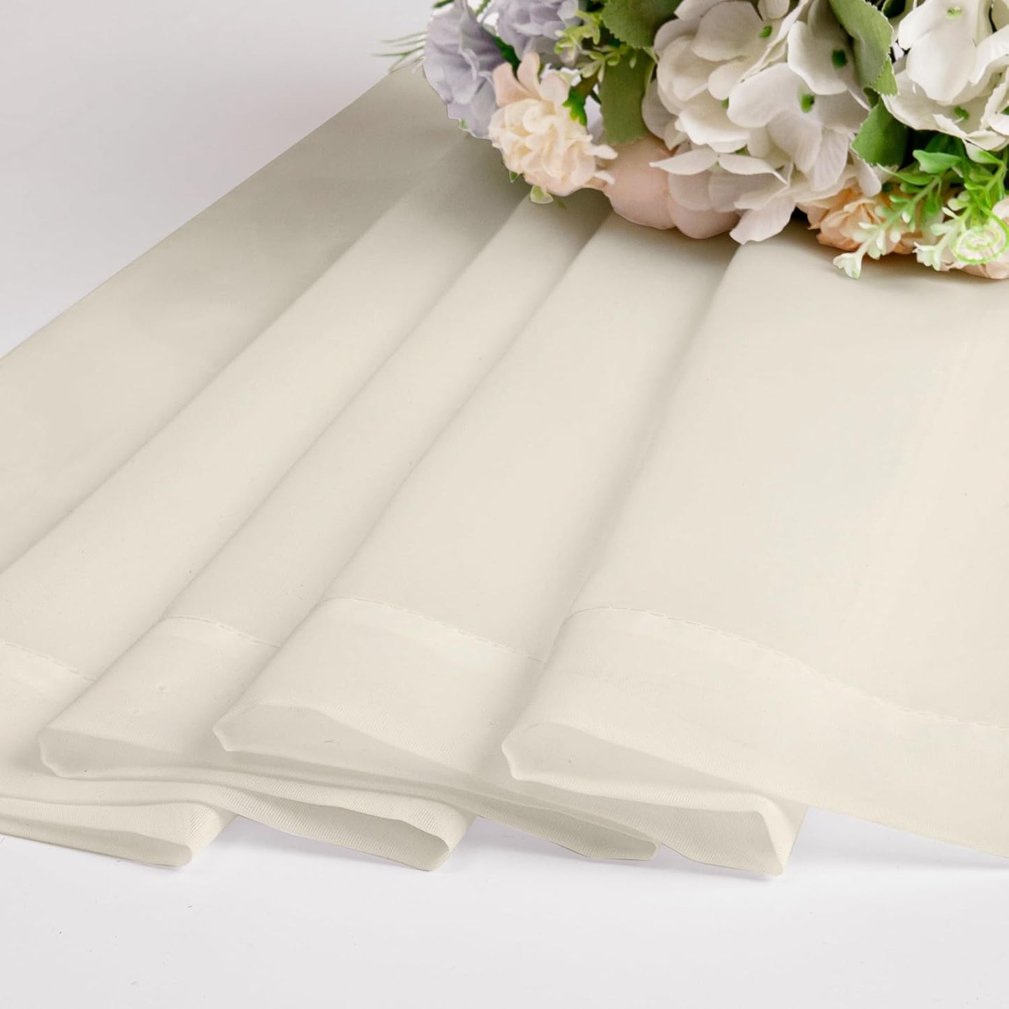 Chyhomenyc Cream Sheer Curtains 63 Inches Long 2 Panels Set- Light Filtering Curtains for Bedroom, Soft Airy Voile Rod Pocket Living Room Window Drapes, 42Wx63L Inches, 2 PCS