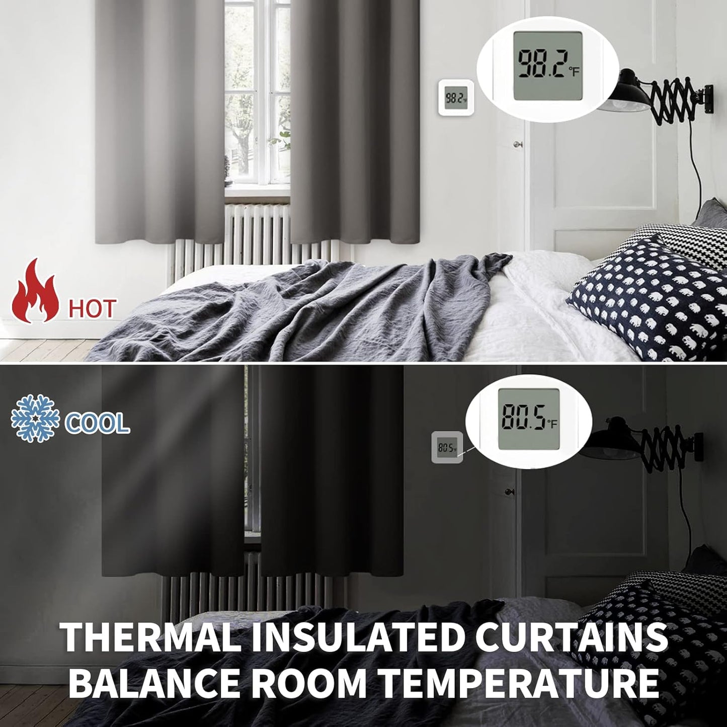 BGment Rod Pocket Blackout Curtains for Bedroom - Thermal Insulated Room Darkening Curtain for Living Room, 52 x 84 Inch, 2 Panels, Grey