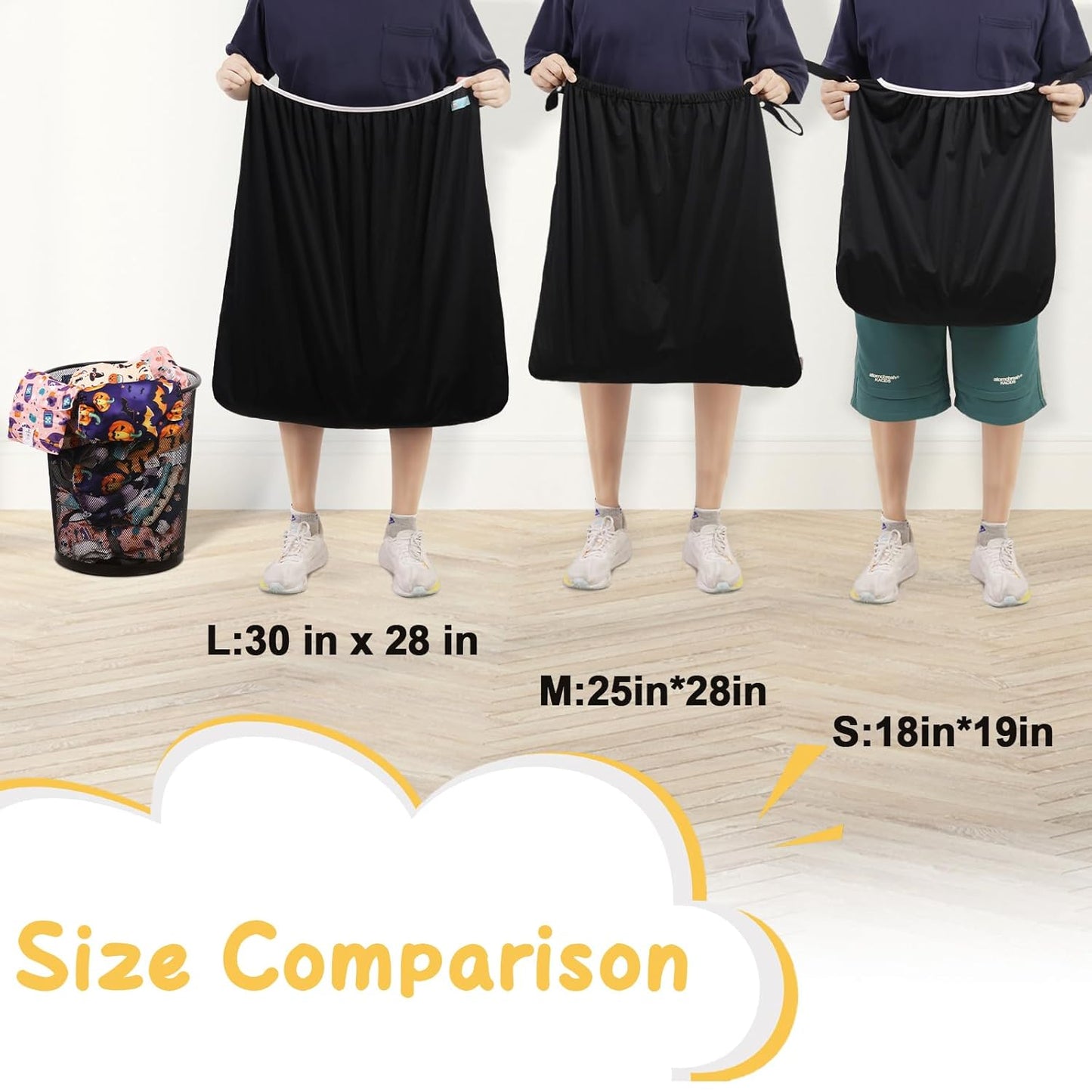 ALVABABY 2 Pack Reusable Diaper Pail Liner for Cloth Diaper,Rubbish Bag,Laundry,Fits for 13.3 Gallon Trash Can and Diaper Pails,Kitchen Garbage Cans Black +Gray PL-B2629