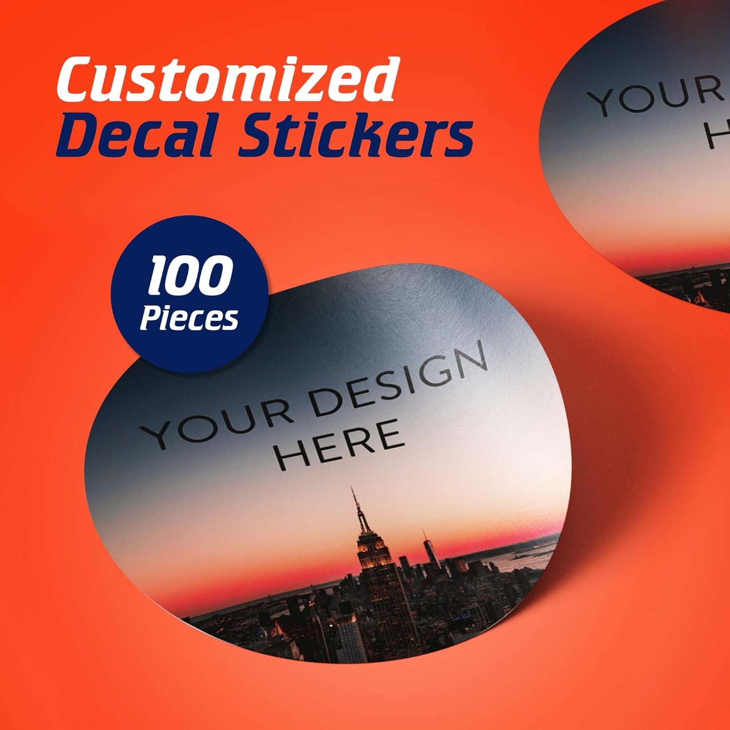 100 Custom Vinyl Stickers - Upload Your own Image, Text, Design, Logo - Personalized Logo Labels for Handmade, Packaging, Bottle, Jars, Candle, Brand Stickers (City, 1x1)