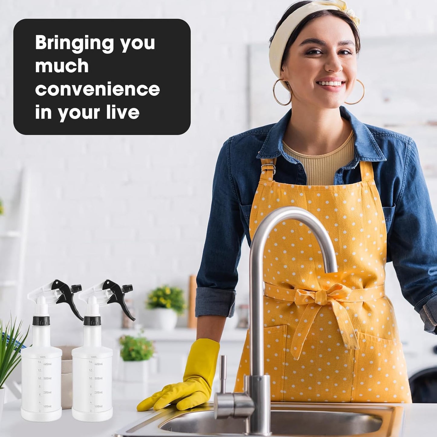 Eccliy 12 Pcs 16 Oz Plastic Spray Bottle, Adjustable Empty Reusable Sprayer for Cleaning, Planting, Water, Bathroom and Kitchen, BBQ, Commercial and Residential (Black,Measurement)