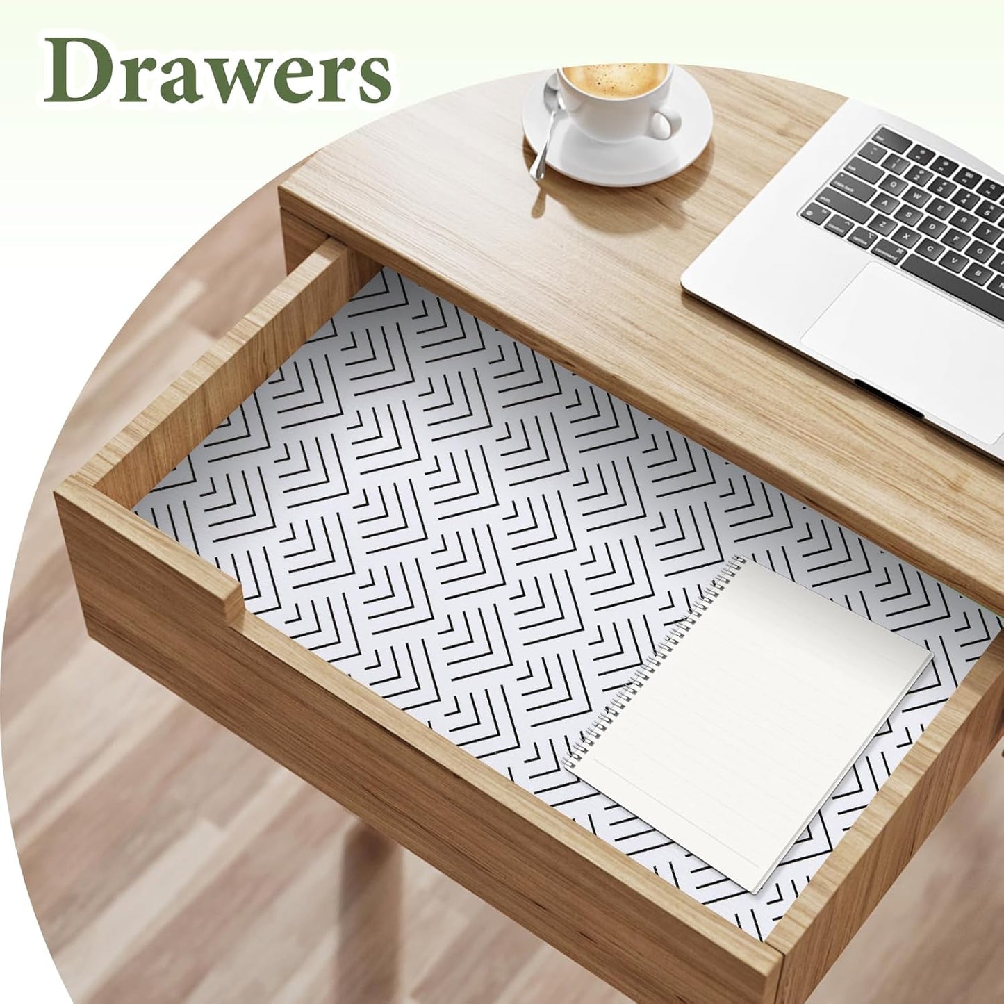 Shelf Liner for Kitchen Cabinets Non Adhesive Drawer Liner Non-Slip Thickened Shelf Liner Paper Strong Easy to Clean for Tool Box Refrigerator with Knife and Tape Measure, Black Arrow, 17.3 x 354.3 IN