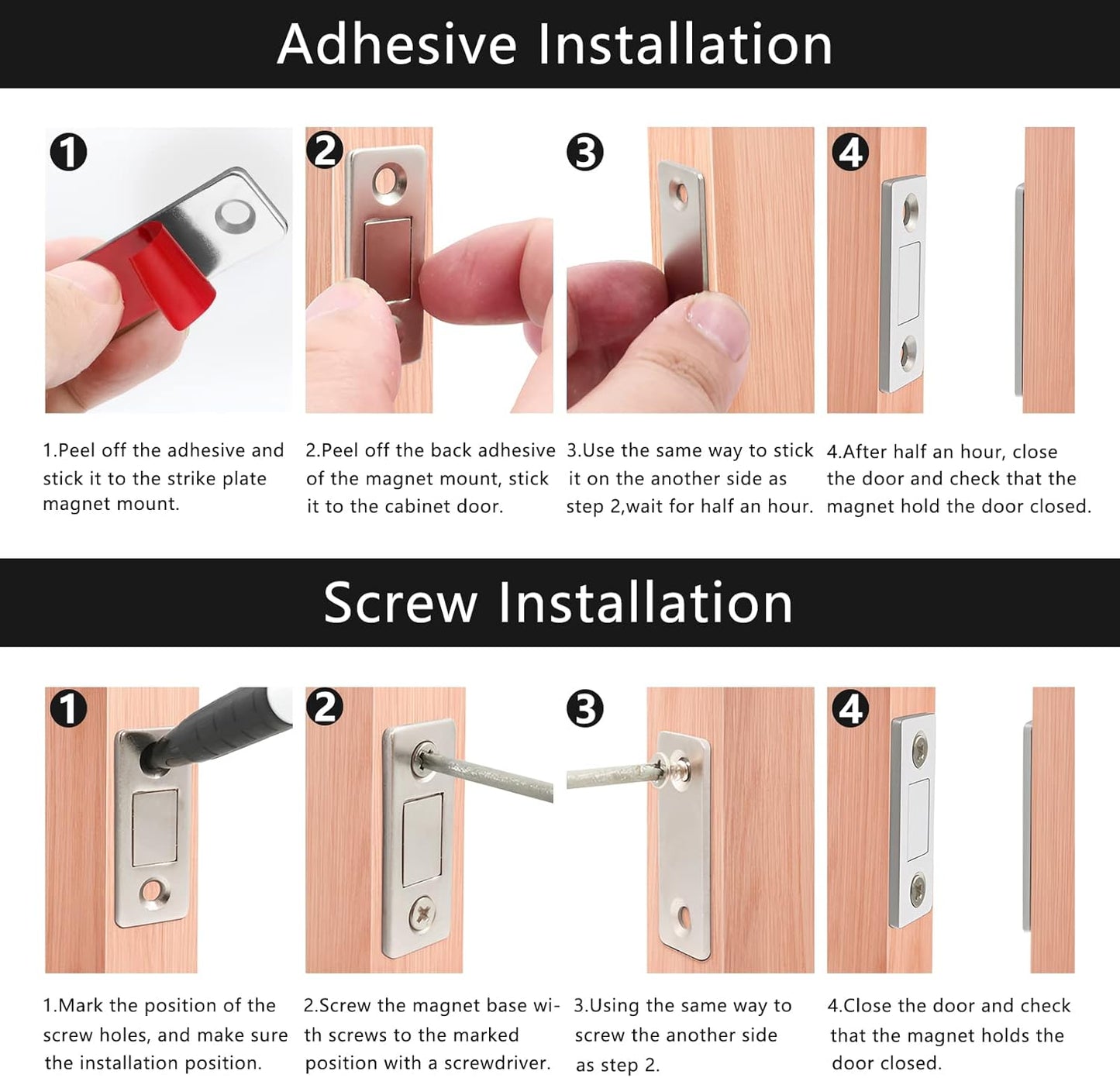 Cabinet Magnetic Catch, 10 Pack Ultra Thin Magnetic Cabinet Door Catch, Adhesive Cabinet Magnets for Kitchen Drawer Cabinet Door Closet, Concealed Strong Magnetic Cabinet Latch