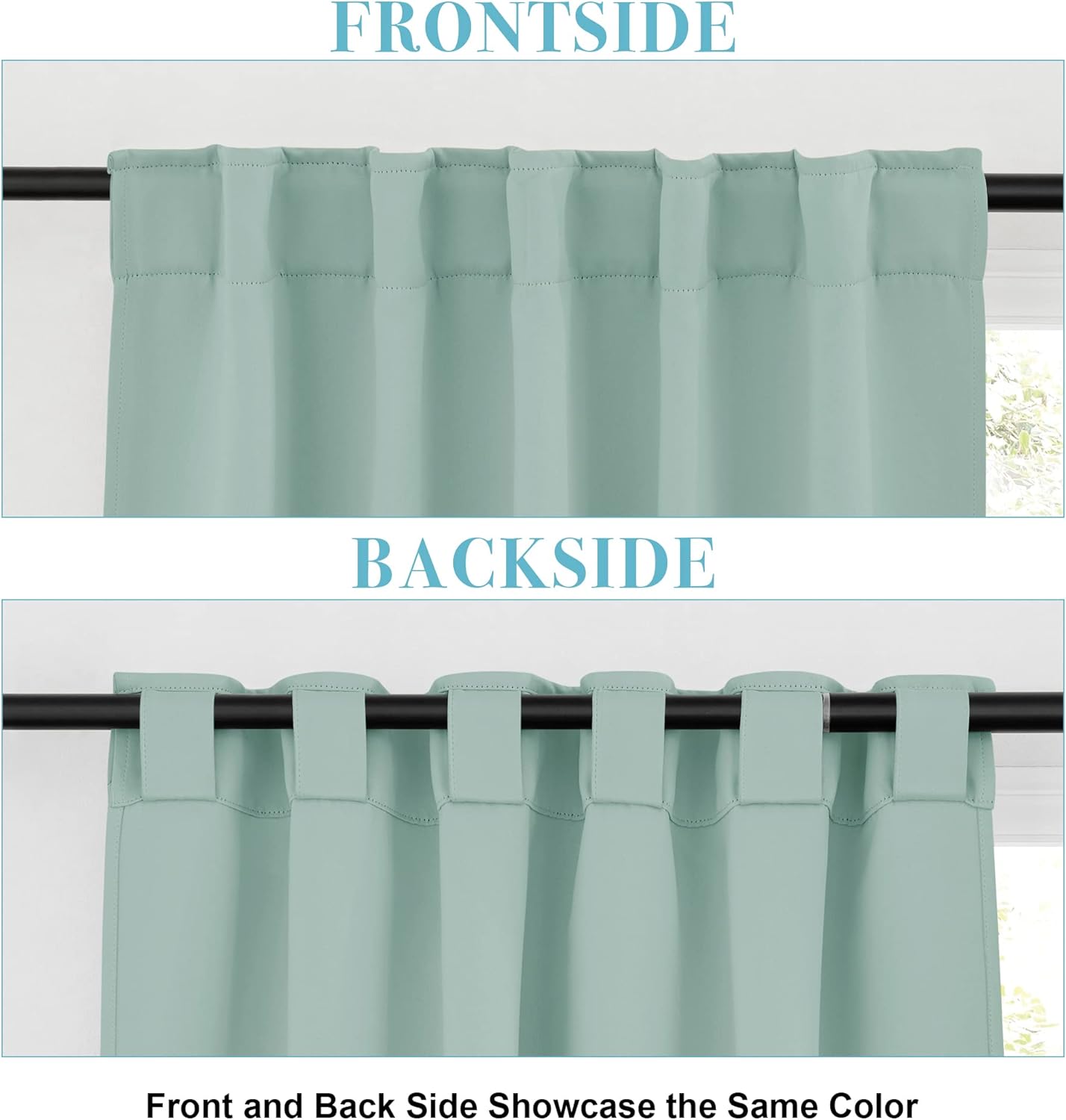 RYB HOME Bathroom Curtains Blackout - Thermal Insulating Privacy Small Window Curtains Short for Bedroom Basement Kitchen Kids Nursery Cabinet, Wide 42 x Long 30 inches, 2 Panels, Aqua