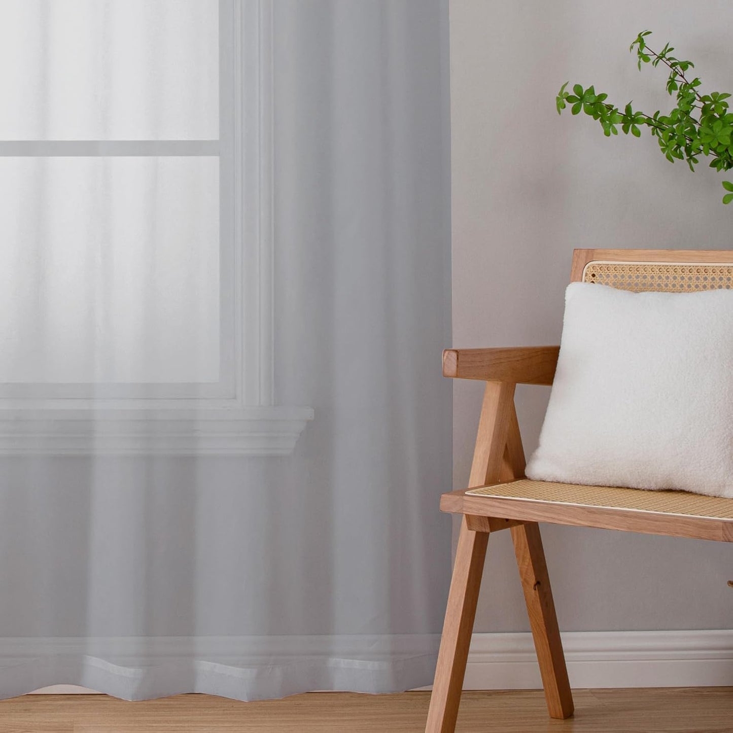 Chyhomenyc Light Grey Sheer Curtains 72 Inch Length 2 Panels, Light Filtering Soft Airy Rod Pocket Voile Window Curtain Drapes for French Door Bedroom Living Room, Each 42Wx72L Inches