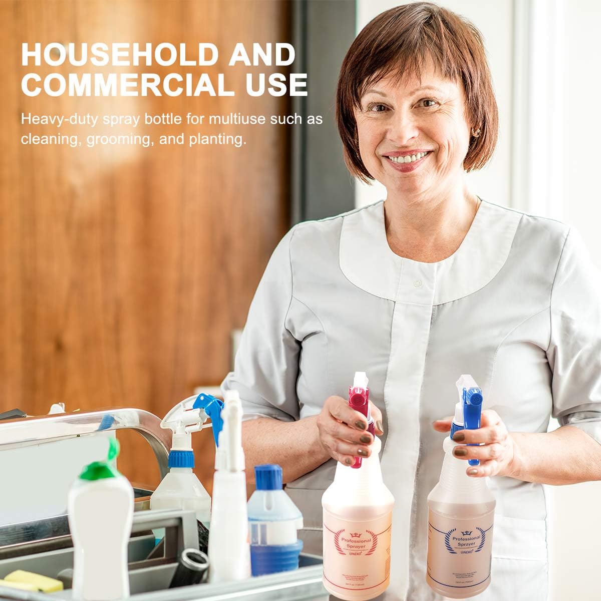 Plastic Spray Bottle (3 Pack, 32 Oz, 3 Colors) Heavy Duty All-Purpose Empty Spraying Bottles Leak Proof Commercial Mist Water Bottle for Cleaning Solutions Plants Pet with Adjustable Nozzle