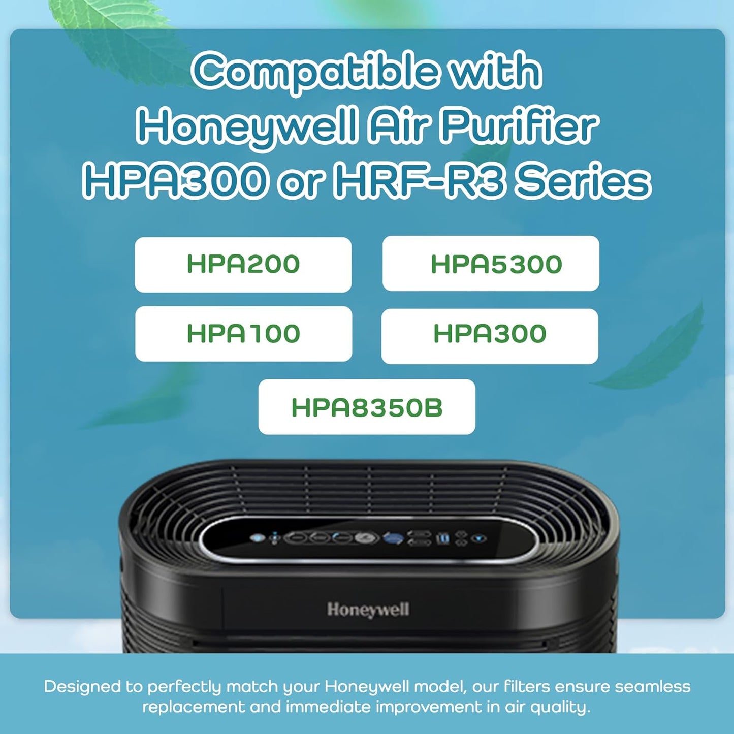 Breathe Naturally "R" Replacement Filters Compatible with Honeywell Air Purifier HPA300 or HRF-R3 Series - Activated Carbon Prefilter - Made in USA - 14"x17.2"x0.2" (Pack of 6 Carbon Prefilters)