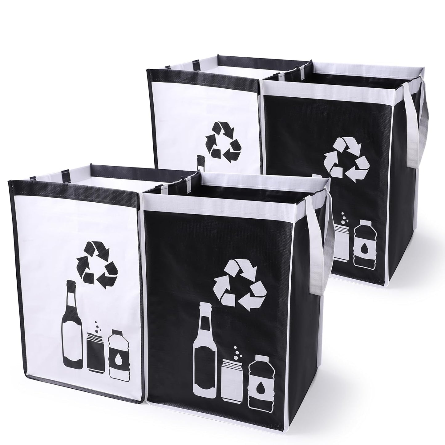 Recycle Waste Bag for Kitchen Home- Large Indoor Recycling Bins Trash Sorting Organizer, Reusable and Waterproof, 4 Pack