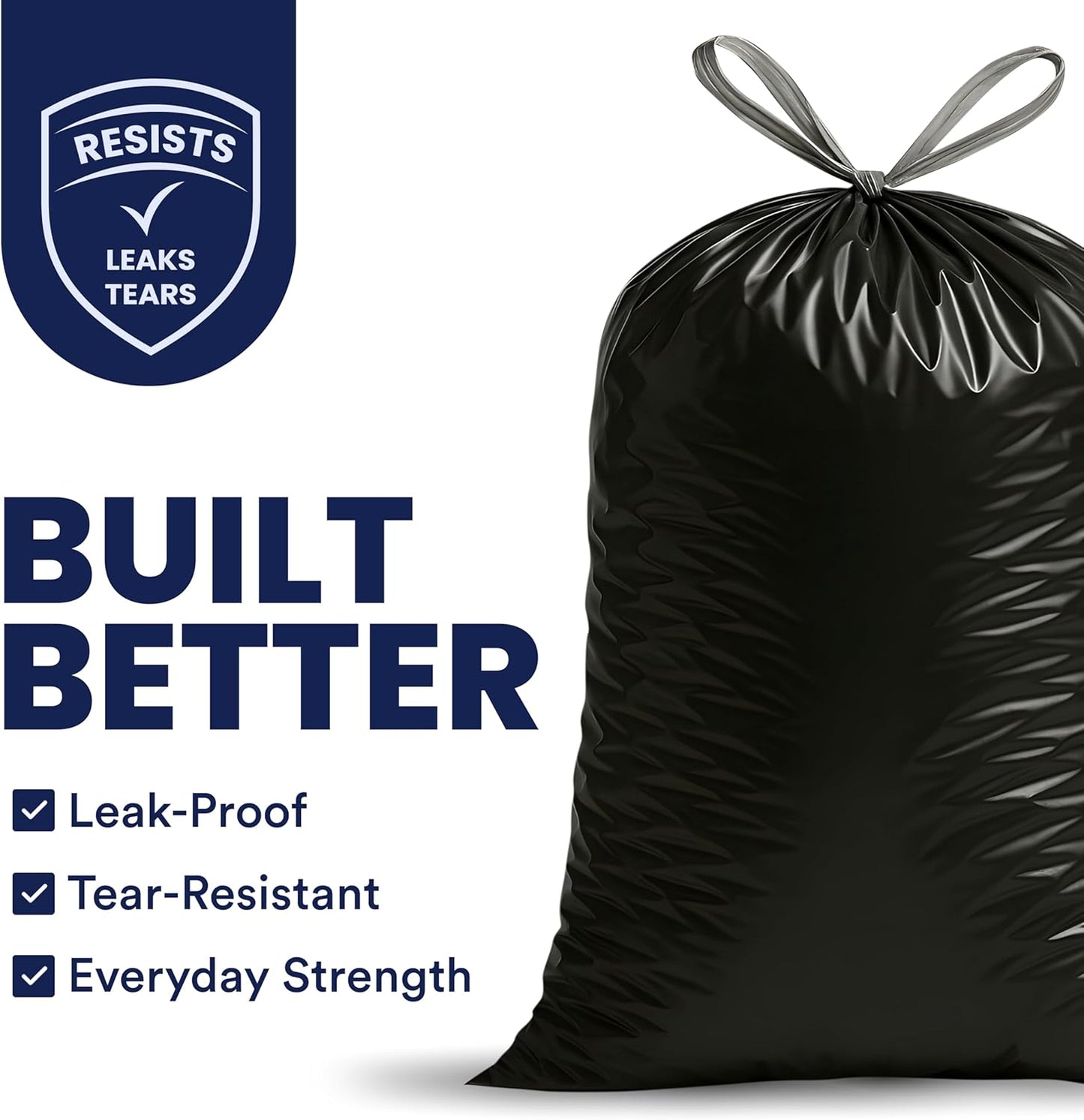 Plasticplace W13DSBKJR 13 Gallon Trash Bags │ 1.2 Mil │ (50 Count) Black Extra Tall Garbage Can Liners │ 24” x 31”