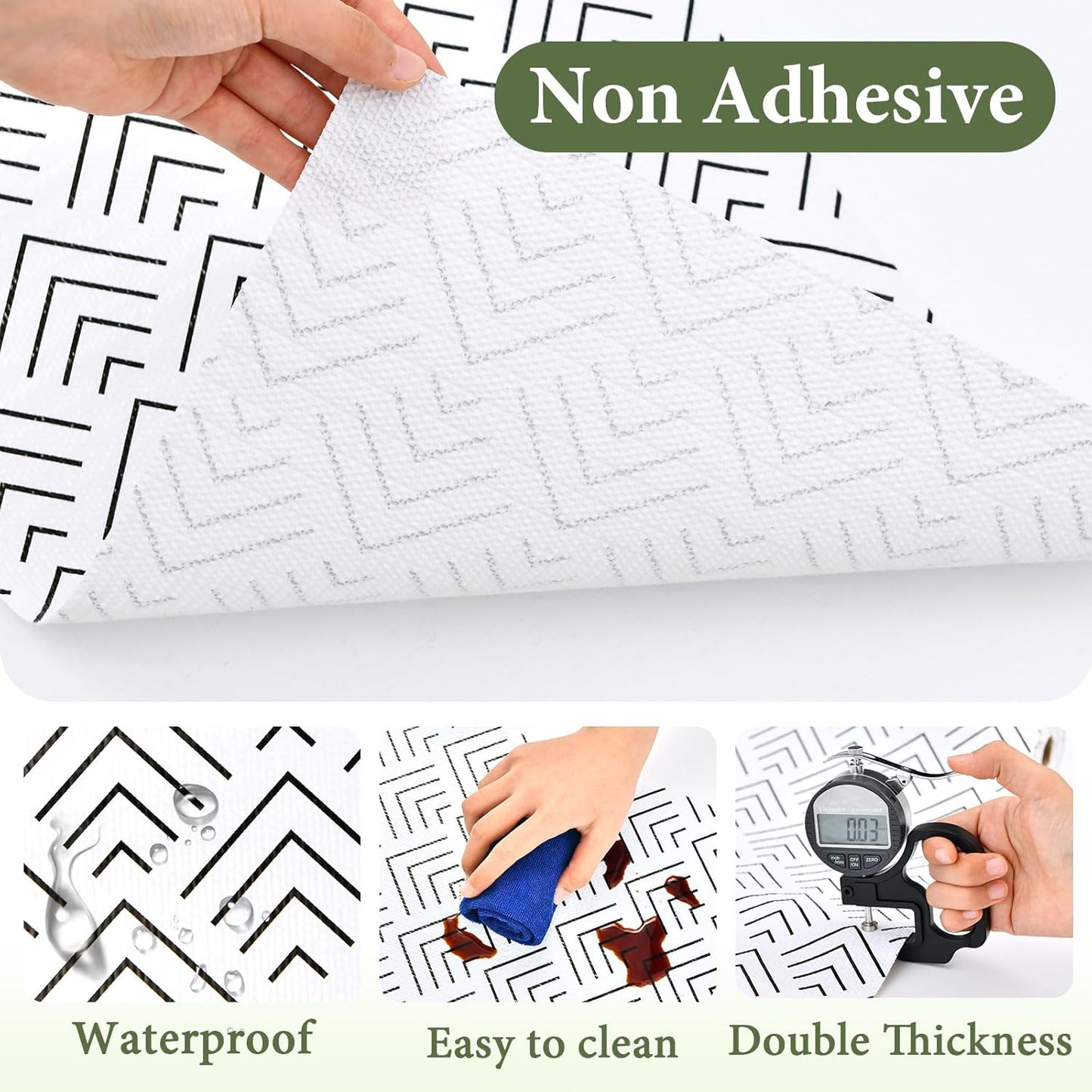 Shelf Liner for Kitchen Cabinets Non Adhesive Drawer Liner Non-Slip Thickened Shelf Liner Paper Strong Easy to Clean for Tool Box Refrigerator with Knife and Tape Measure, Black Arrow, 11.8 x 118 in