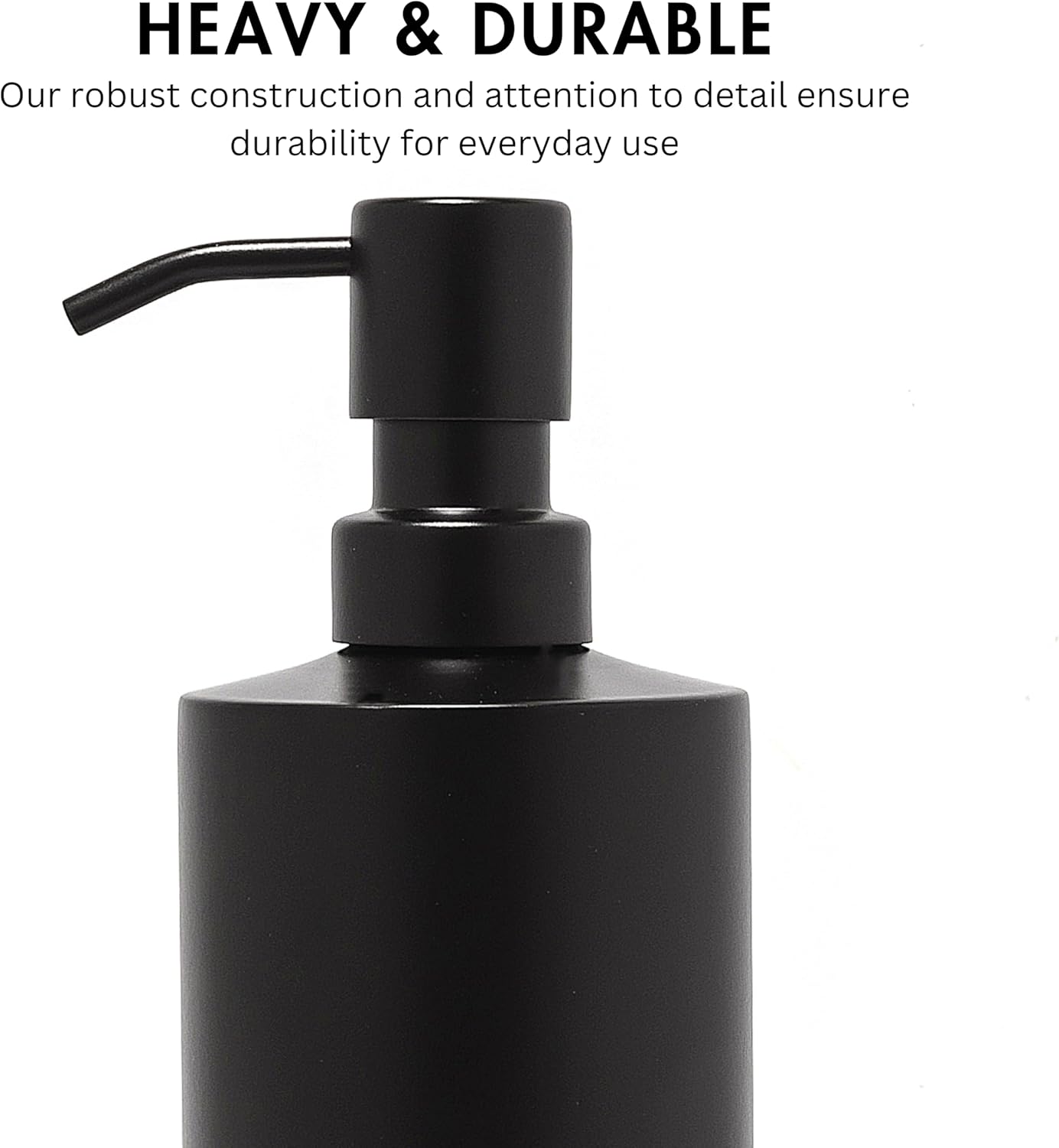Black Soap Dispenser Stainless Steel for Bathroom and Kitchen Sink, 15oz Refillable Round Rustproof Hand Dish Soap Dispenser Pump for Detergent, Lotion, and Countertop