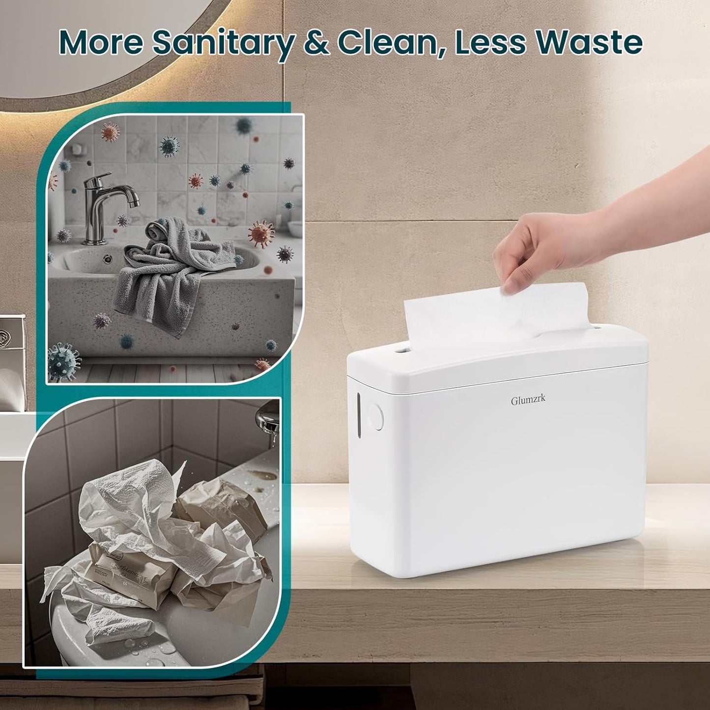 Countertop Paper Towel Dispenser Universal Fit for Multifold, Z-Fold Trifold Hand Towels, Commercial Napkin Dispenser for Bathroom Home Kitchen Toilet ABS Paper Towel Holder, White