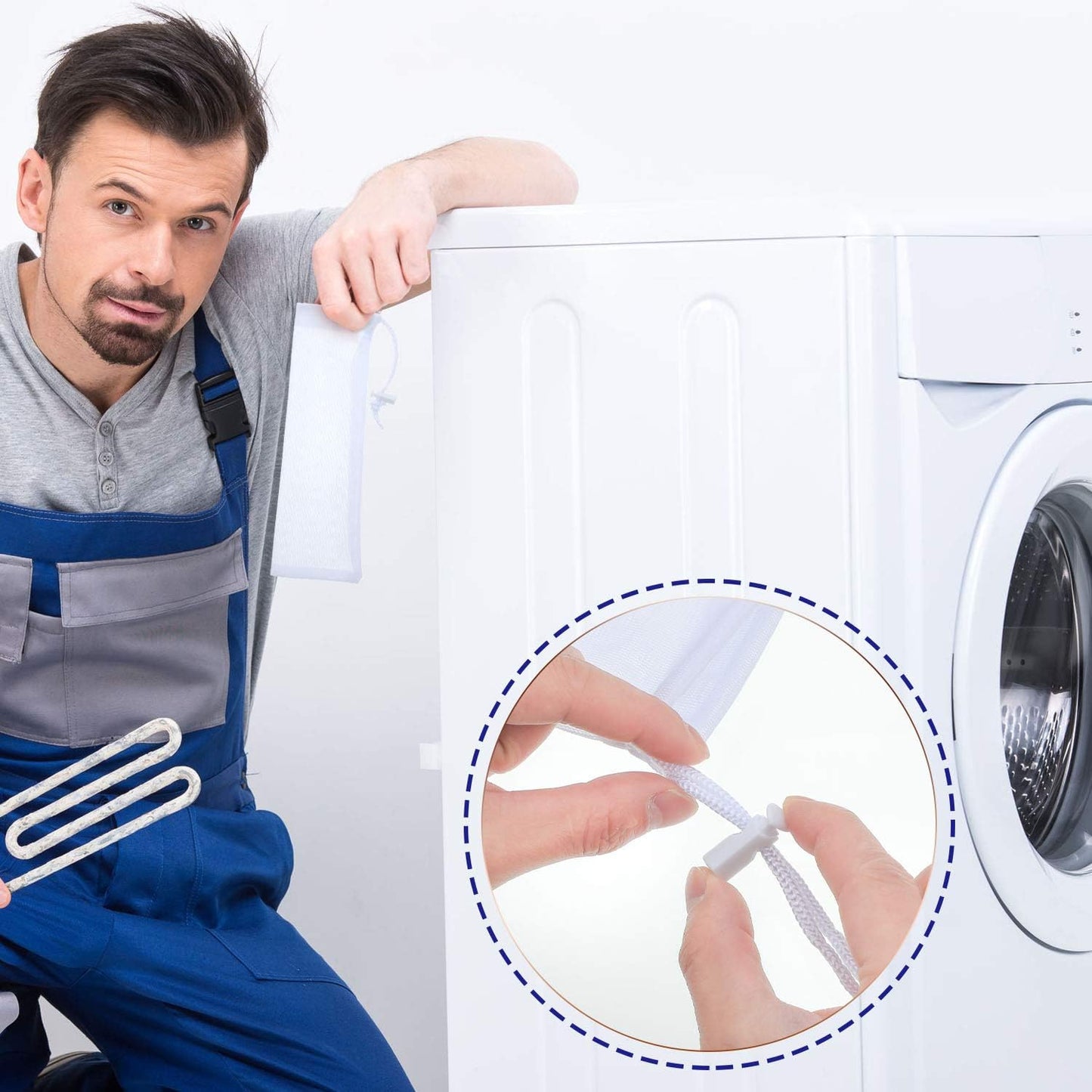 Lint Traps Catcher for Washing Machine Nylon Mesh Lint Traps for Home Laundry Washing Machine Drain Systems Discharge Hoses Filter, 9.4 x 3.1 Inch (6 Pieces)