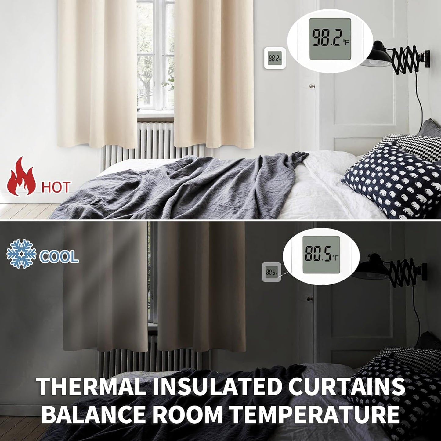 BGment Champagne Blackout Curtains for Bedroom 63 Inches Long - Thermal Insulated Room Darkening Curtain for Living Room, 52 x 63 Inch, 2 Panels