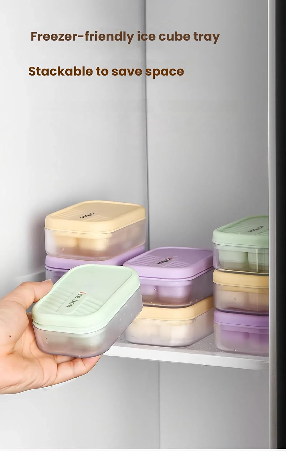 3-pack mini ice cube tray with lid and bin - 6-cubes each,easy remove and stackable, small ice cube trays for mini fridge, for coffee and personal use