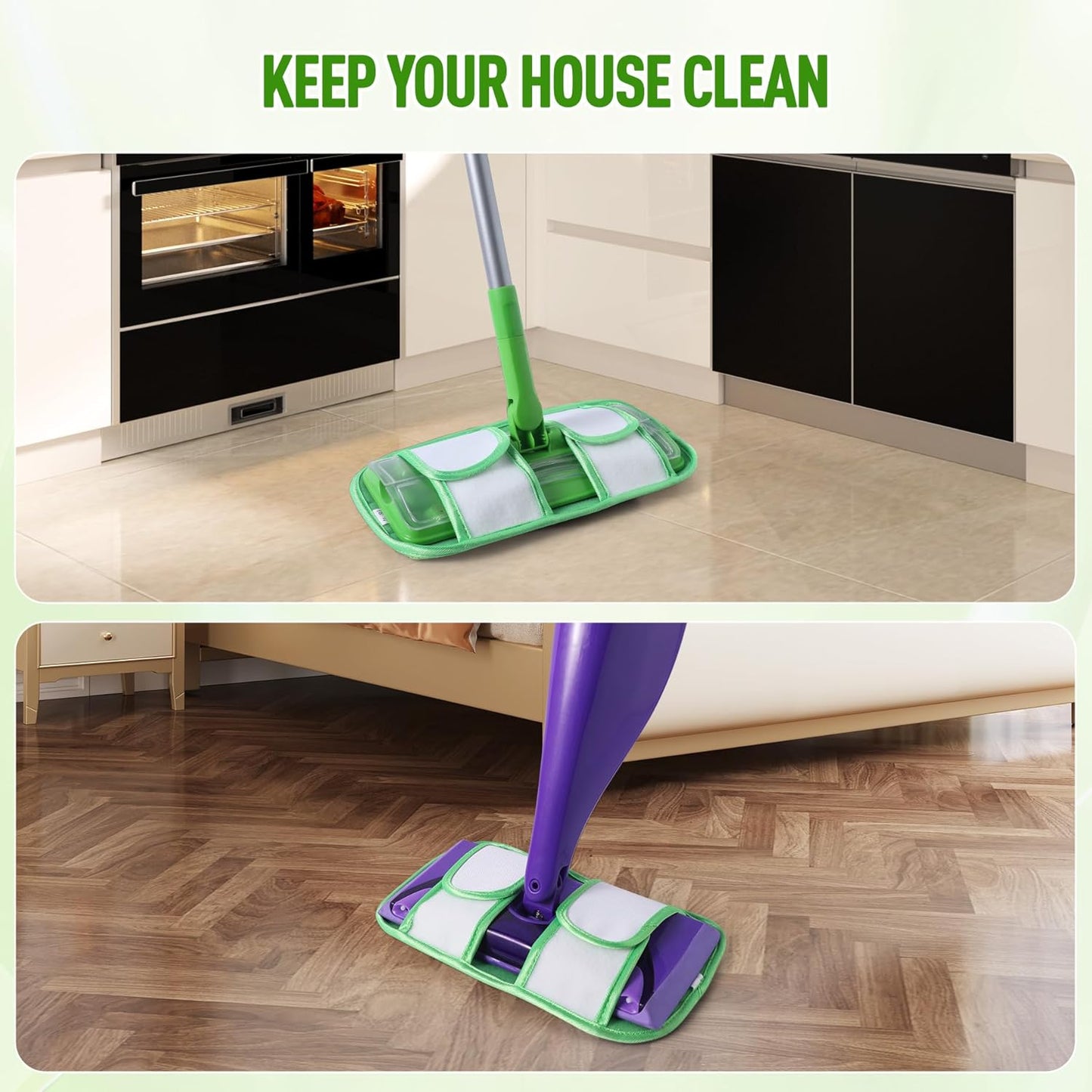 6 Pack Reusable Mop Pads for Swiffer WetJet Sweeper Mops, Microfiber Washable Floor Mop Refills Wet and Dry Use Replacement Pads for Hardwood, Tile, Laminate Floor Cleaning