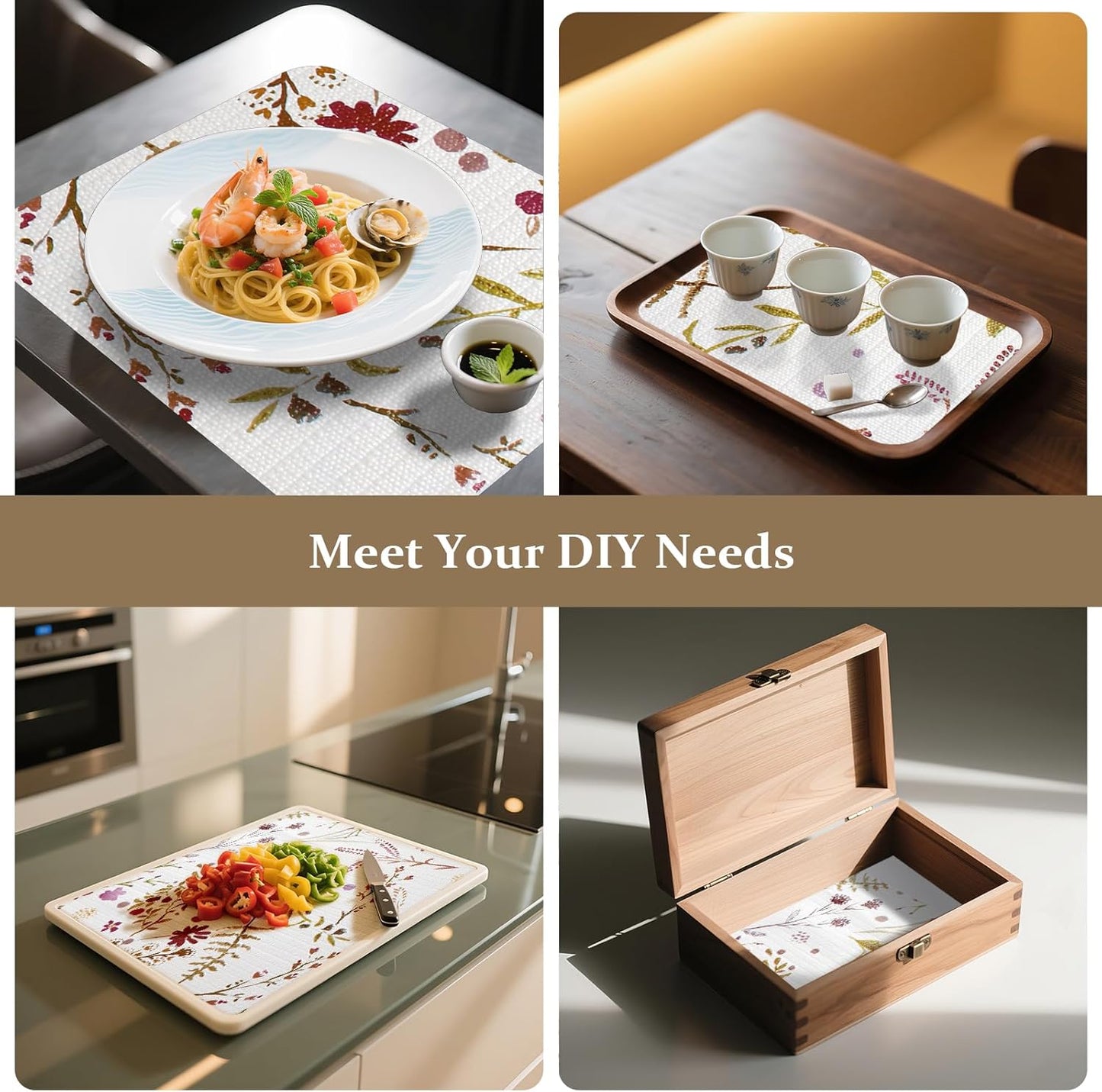 FINNEZ Shelf and Drawer Liner 12in x 30FT with Cutting Tool, Non Slip Non Adhesive Drawer Liners for Kitchen Cabinets, Waterproof Floral Cabinet Liner for Shelves, Refrigerator