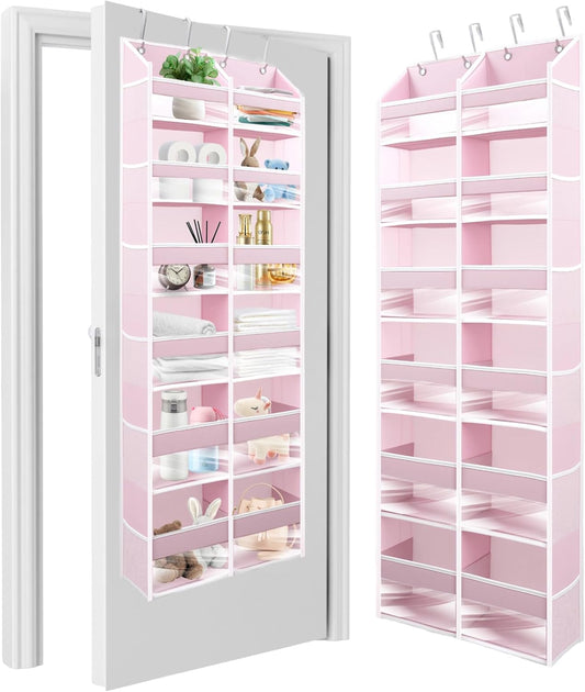 HOMELUX THEORY Heavy Duty Over the Door Organizer - Extra Wide Closet Organizers And Storage, Hanging Storage Door for Bedroom & Baby Nursery, 1PC Baby Pink