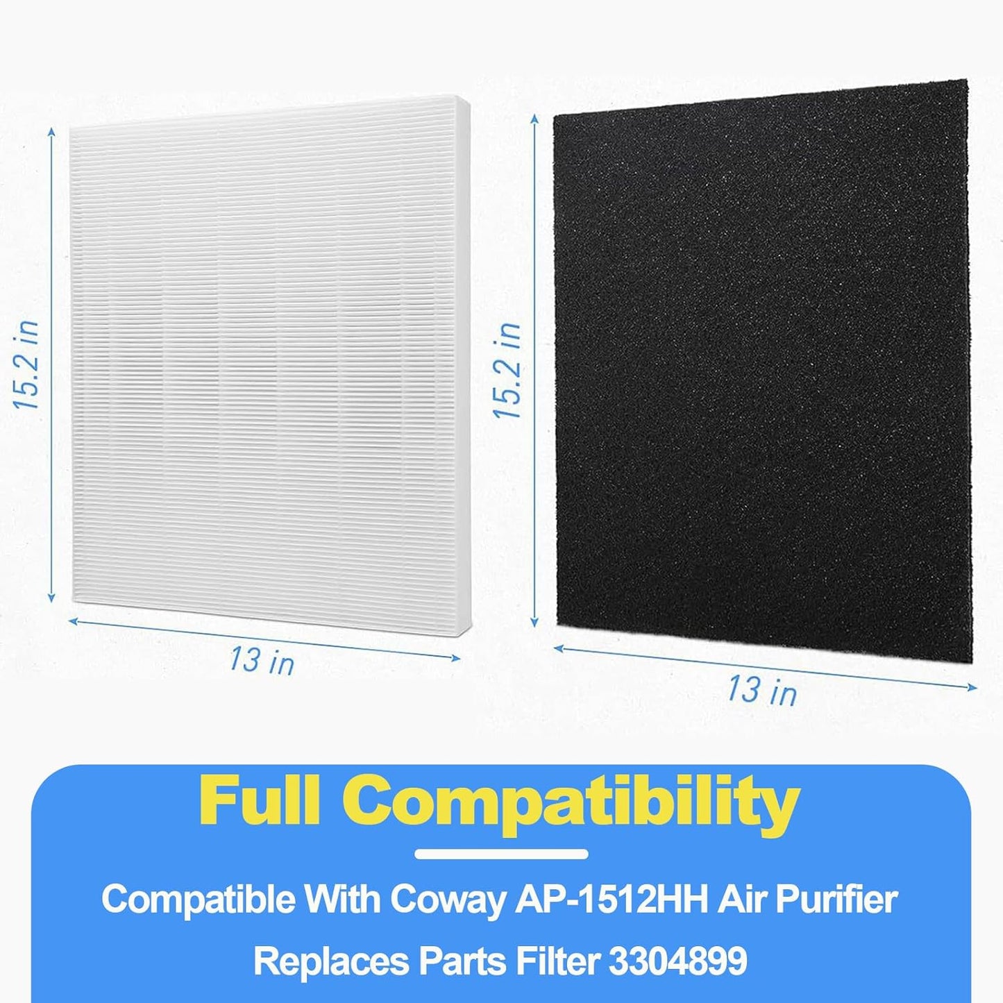 AP-1512HH Air Purifier Replacement Filter Set Compatible with Coway Airmega AP-1512HH,AP-1518 and Airmega 200M Air Purifier, 2 True HEPA and 6 Carbon Pre-Filters, Compared to Part # 3304899