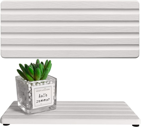 Diatomite Soap Dish, Water Absorbing Stone Tray, Kitchen Sink Organizer, Fast Drying Counter Holder (White, 11" x 4.7"/28 x 12cm)