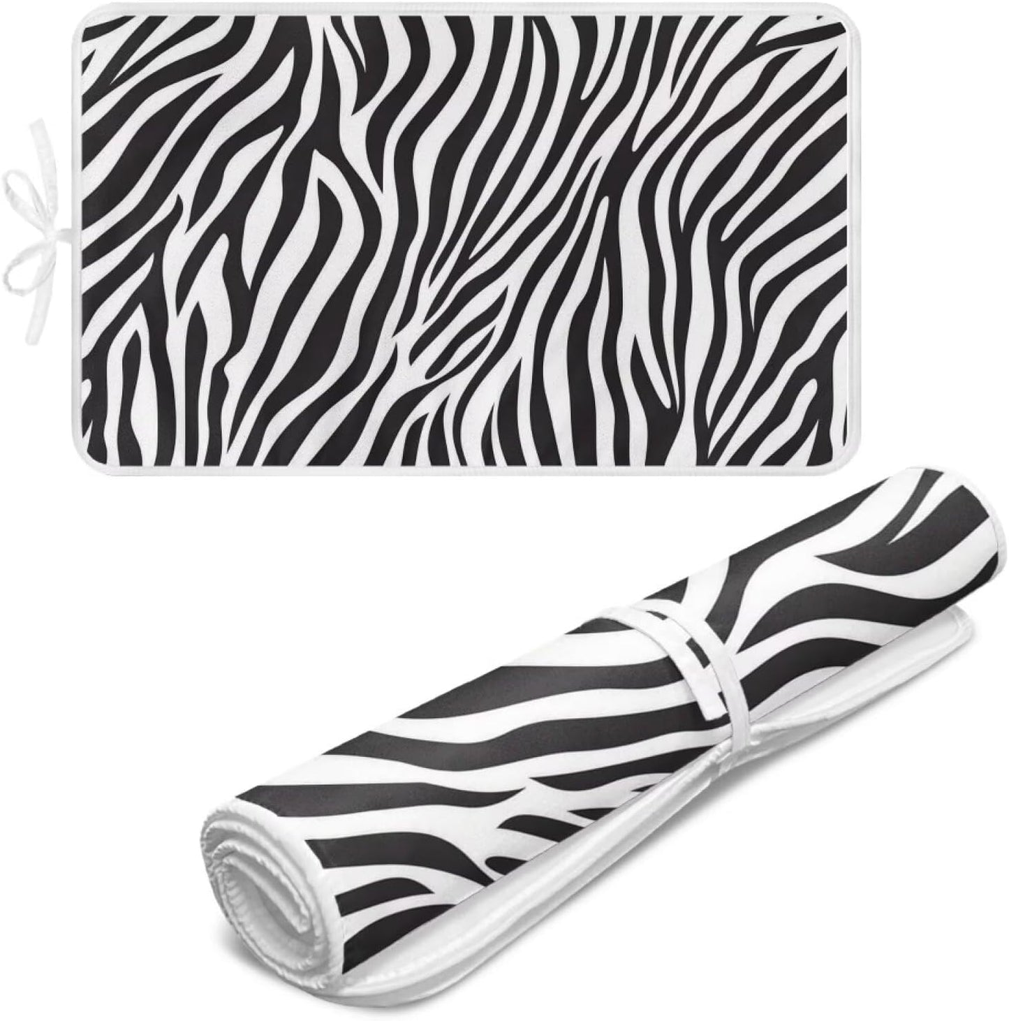 Zebra Print Ironing Mat Portable Iron Pad Magnetic Cover and Padding for Top of Washer, Dryer, Tabletop, Countertop,Travel Small Size Ironing Pads 32 x 16 Inch