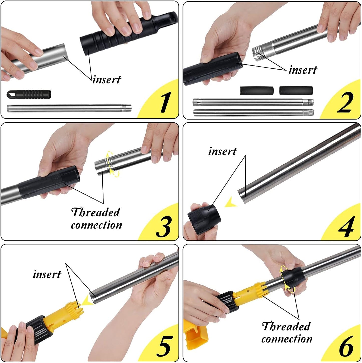 Masthome Industrial Mop, Commercial Mop for Floor Cleaning Heavy Duty, Cotton Mops Looped-End String Wet Mops with 2 MopHeads for Home, Garage, Office Floor Cleaning (Yellow-Blue)