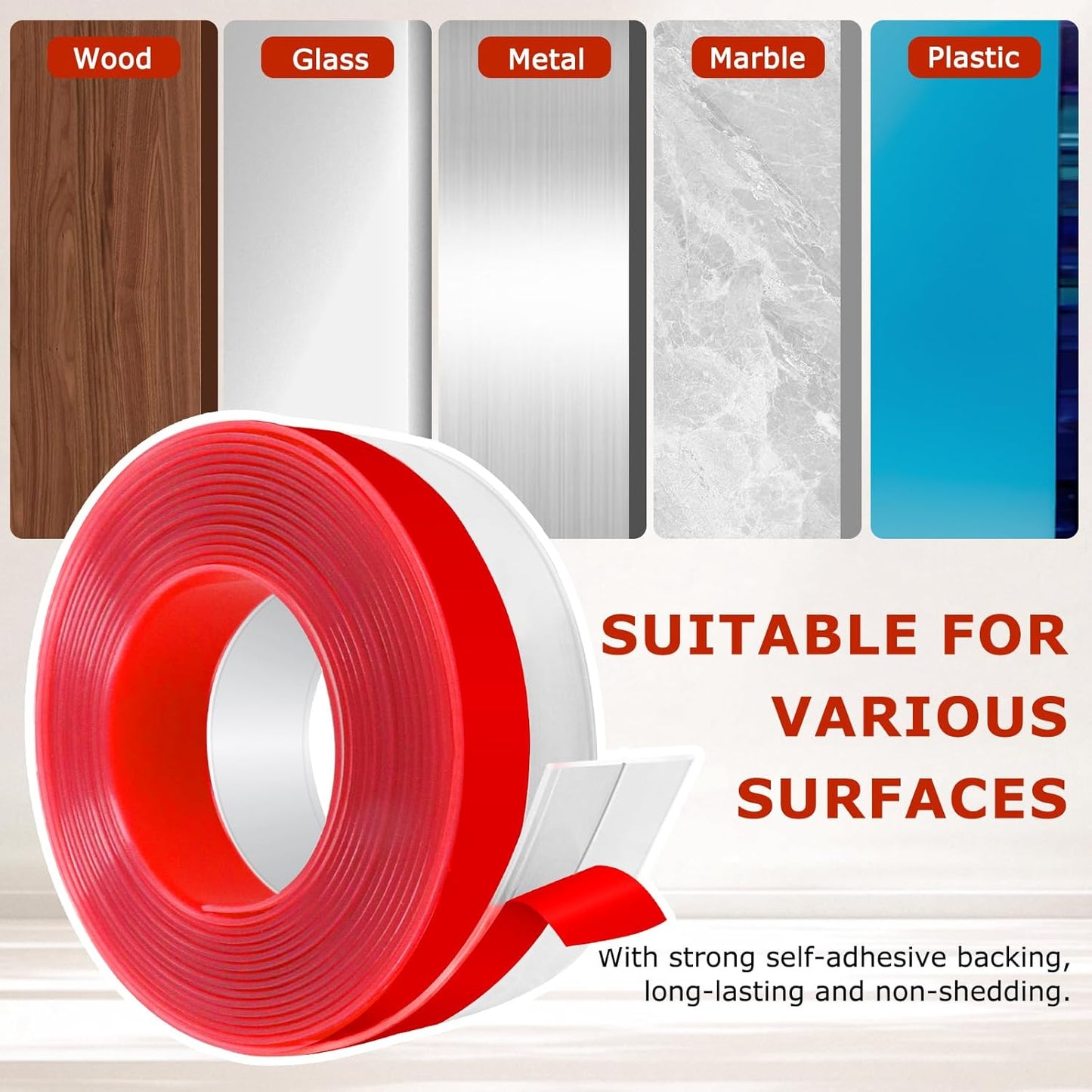 Weather Stripping Self Adhesive Door Draft Stopper Flexible Shower Door Bottom Seal Silicone Seal Strip for Sliding Glass Windows Side Gaps (Transparent, 2 Inch Wide x 40 Feet Long)