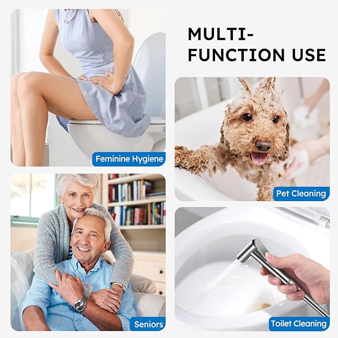 Arofa Built-in Hot and Cold Bidet Sprayer for Toilet, Warm Water Bidet with Adjustable Water Pressure, Dual Control Mode Toilet Sprayer with Toilet Hose for Feminine Wash, Wall Mounted