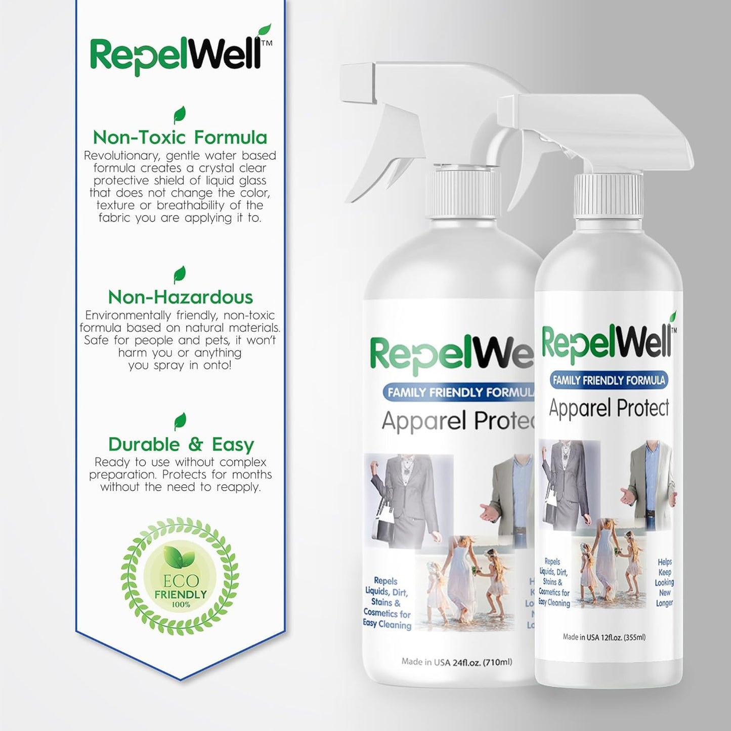 Apparel Protect (24oz) Stain & Water Repellent Spray – Non-Toxic, Eco-Friendly, Pet-Safe Sprays for Clothing & More