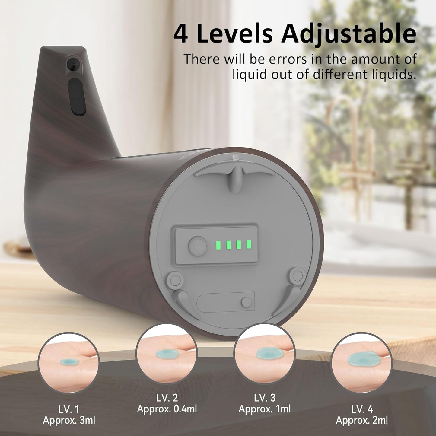 Convenient Automatic Soap Dispenser,4 Adjustable Levels Touchless Hand Sanitizer Pump with Infrared Sensor, 400 ml Countertop Electric Soap Dispenser for Bathroom,Kitchen