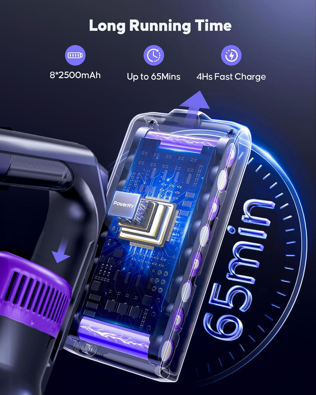 Cordless Vacuum Cleaner, 600W 50Kpa Stick Vacuum Cleaner with 65mins Rechargeable Battery, Anti-Tangle Brush, Build-in Aromatherapy, Handheld Vacuum Cleaners for Home/Pet Hair/Carpets/Floors