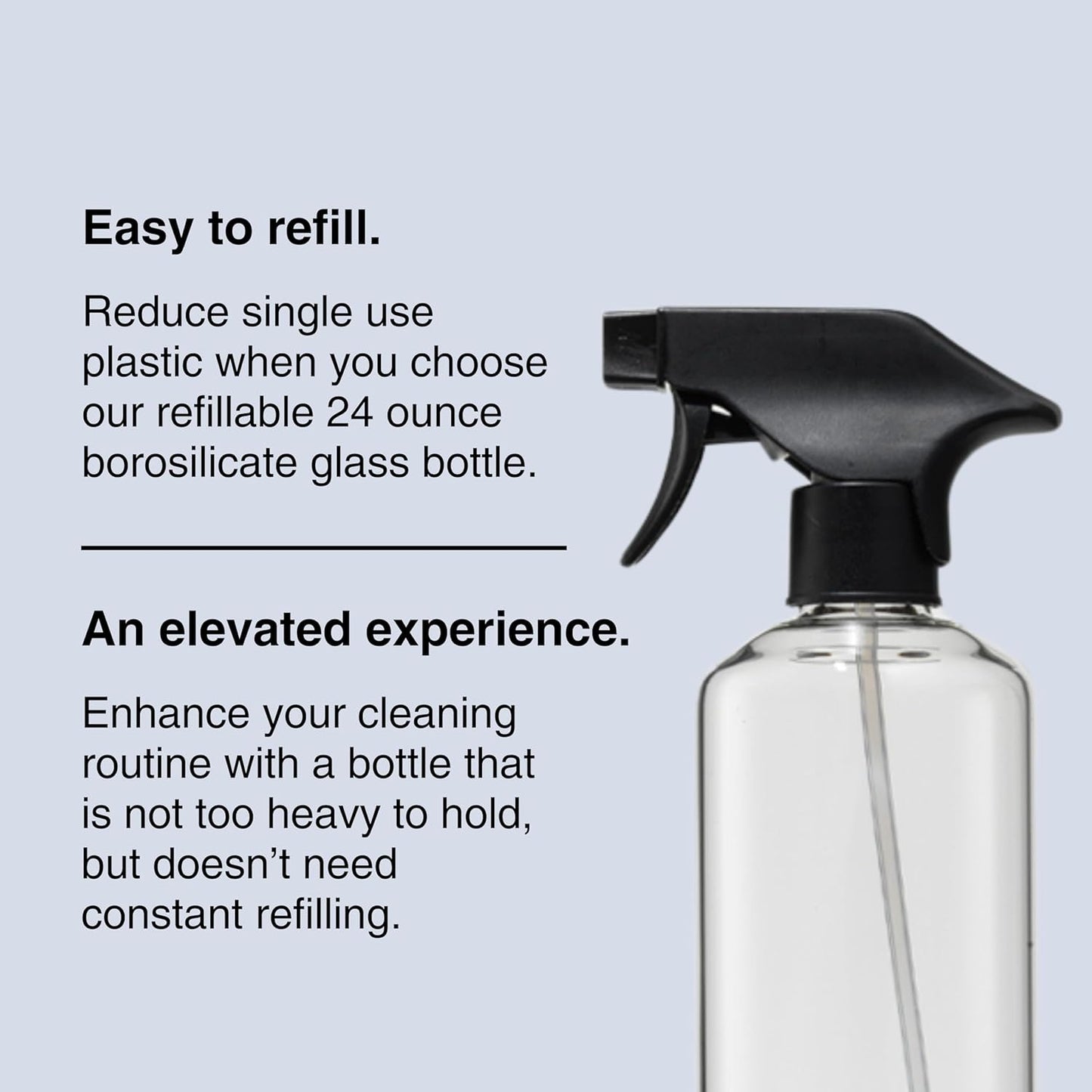Public Goods Empty Glass Spray Bottle for Multi-Surface Cleaner | Refillable Spray Bottle for Cleaning | Made with Borosilicate Glass for Countertops, Tile, Floors, Appliances | BPA Free | 24 Oz