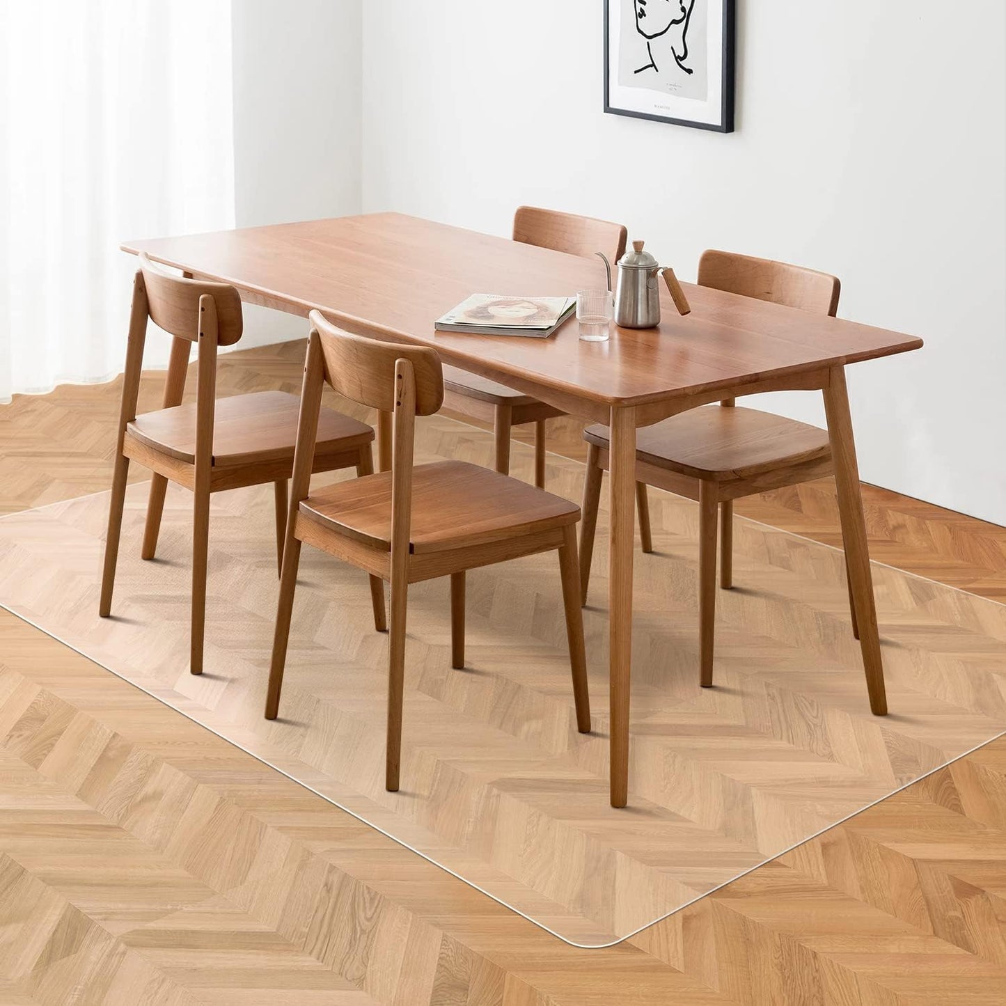 Floor Mats for Home, 8'×10' Clear Area Rug for Dining Room, Durable Non-Slip Hard Floor Living Room Rug, PVC Waterproof Rolling Chair Protector for Kitchen, Bedroom, High Traffic Areas